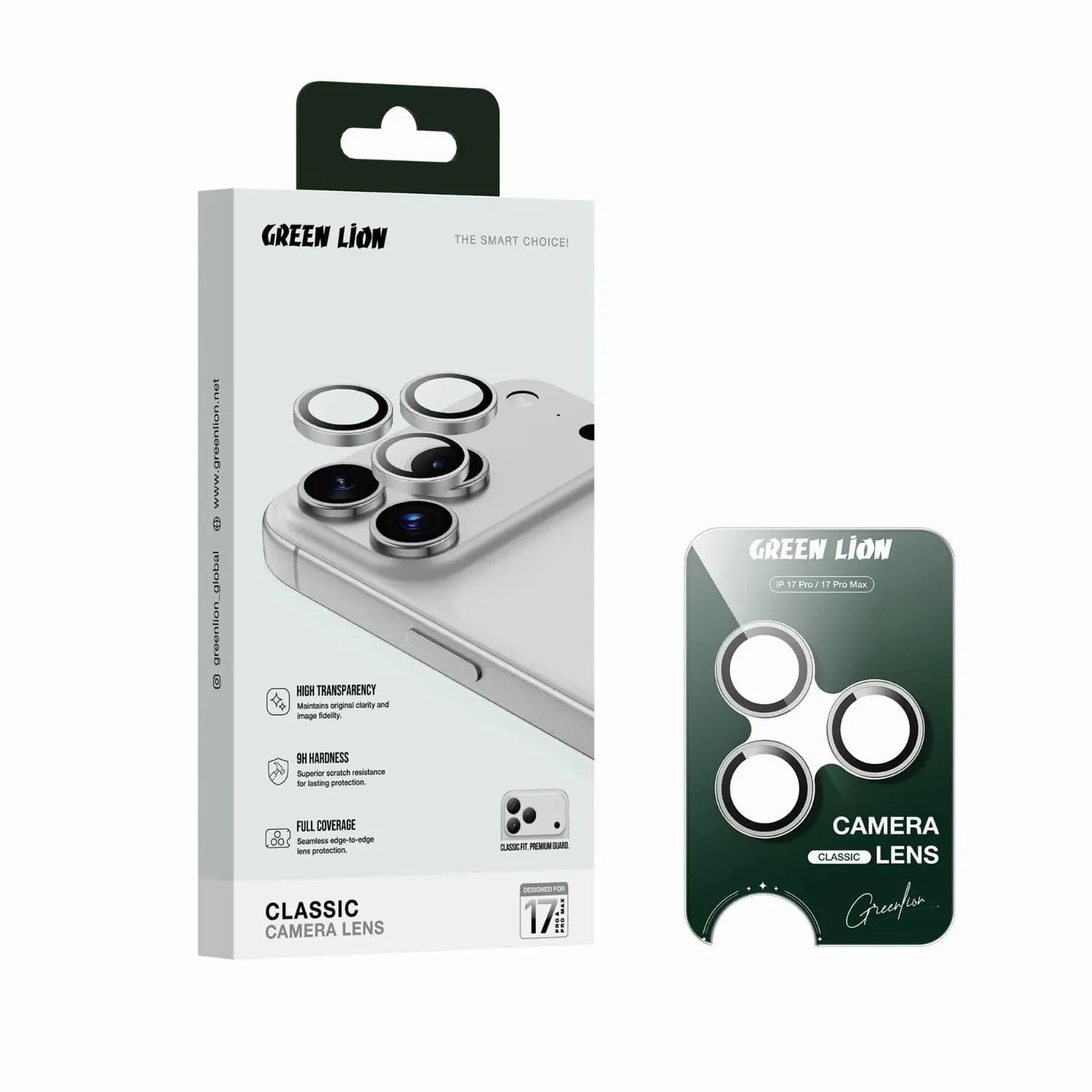 Green Lion Lens Protector iPhone 17 Pro/Pro Max - Diamond Hardness, Silver Titanium 4