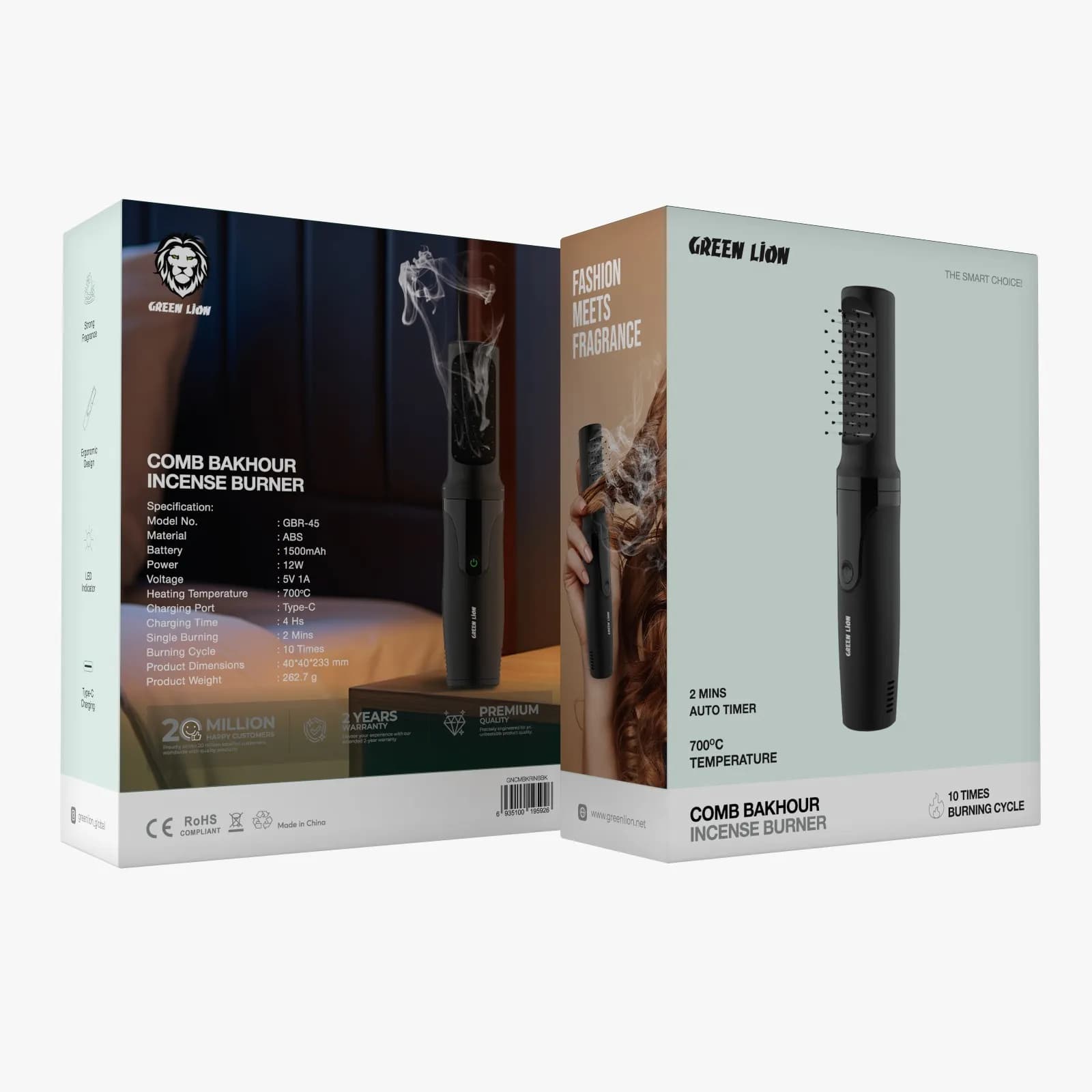 Green Lion Comb Bakhour Incense Burner - 1500mAh, 700°C, Black — Green 3