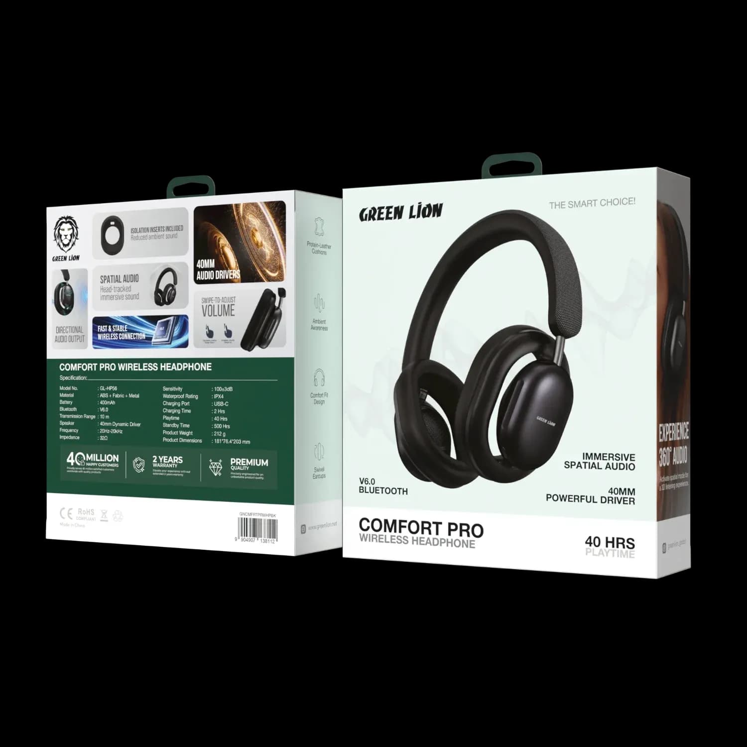 Green Lion Wireless Headphones Comfort Pro - Black 4