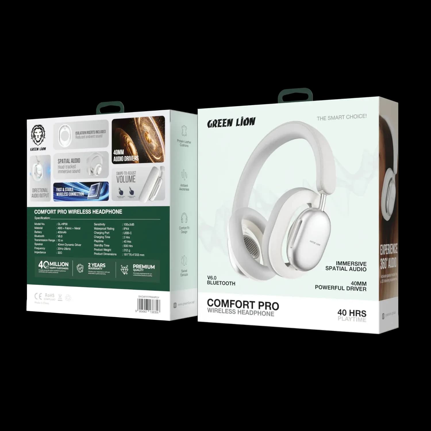 Green Lion Wireless Headphones Comfort Pro - Gray — Orange 5