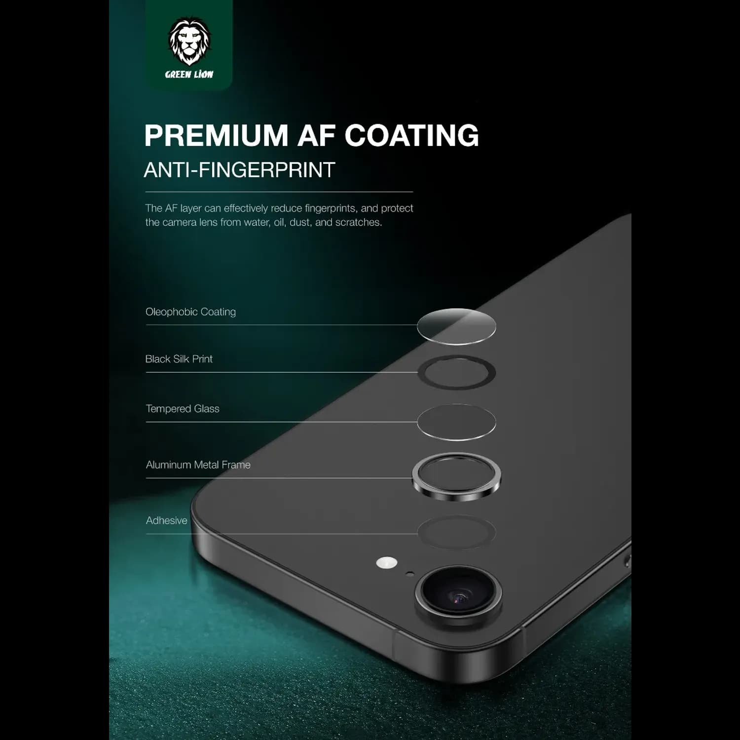 Green Lion Camera Lens Protector iPhone 16 E - 9H Tempered Glass, Black 3
