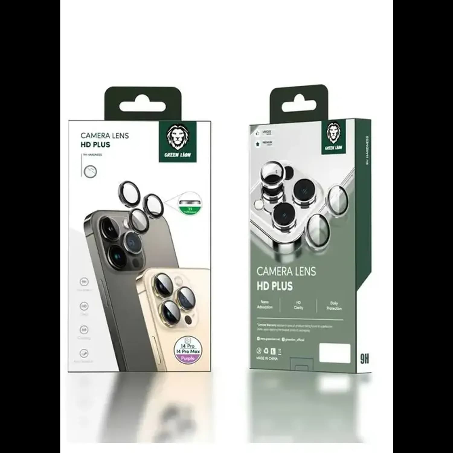 Green Lion Camera Lens Protector iPhone 13/13 Mini - 9H Tempered Glass, Green 2