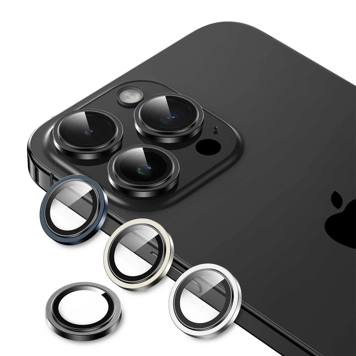 Green Lion Camera Lens Protector iPhone 15 Pro/15 Pro Max - 9H Tempered Glass, Black — Silver 2