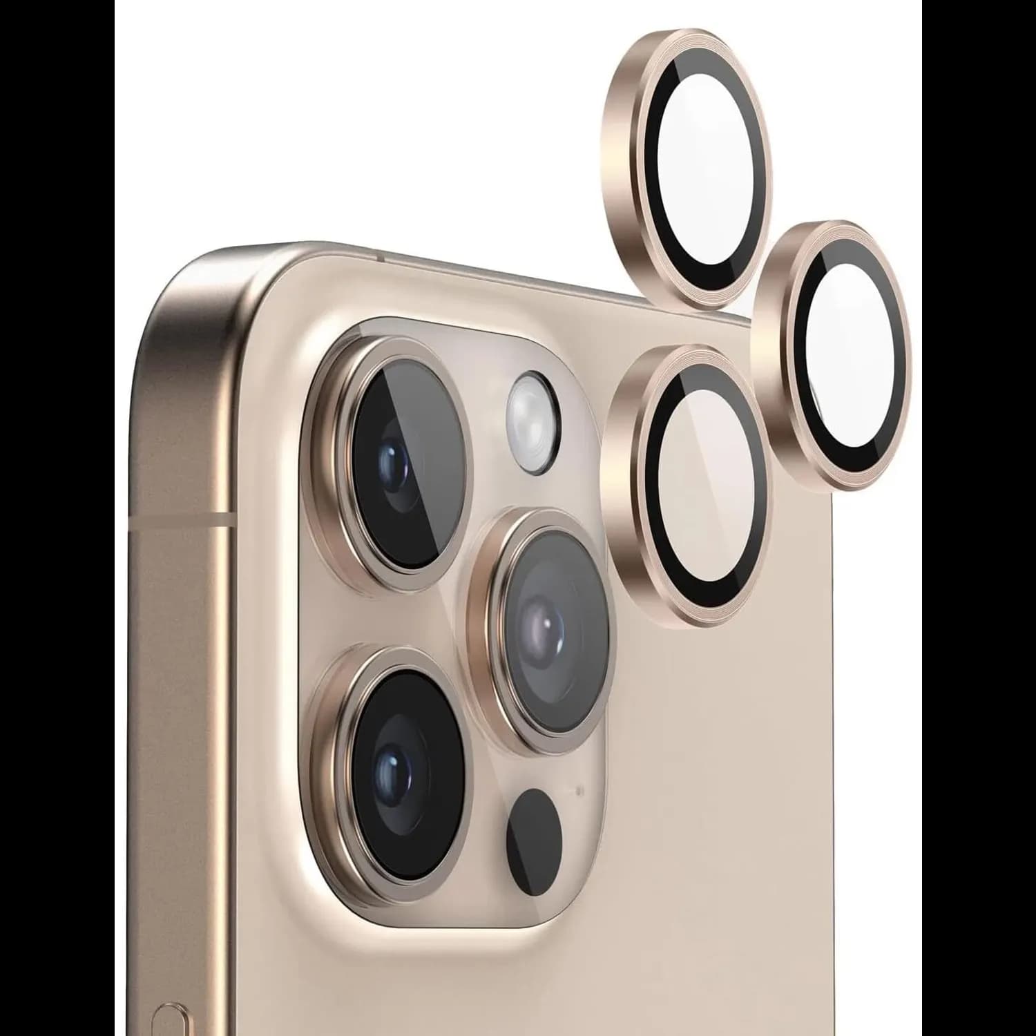 Green Lion Camera Lens Protector iPhone 16 Pro/16 Pro Max - 9H Tempered Glass, Desert Titanium — Titanium 2