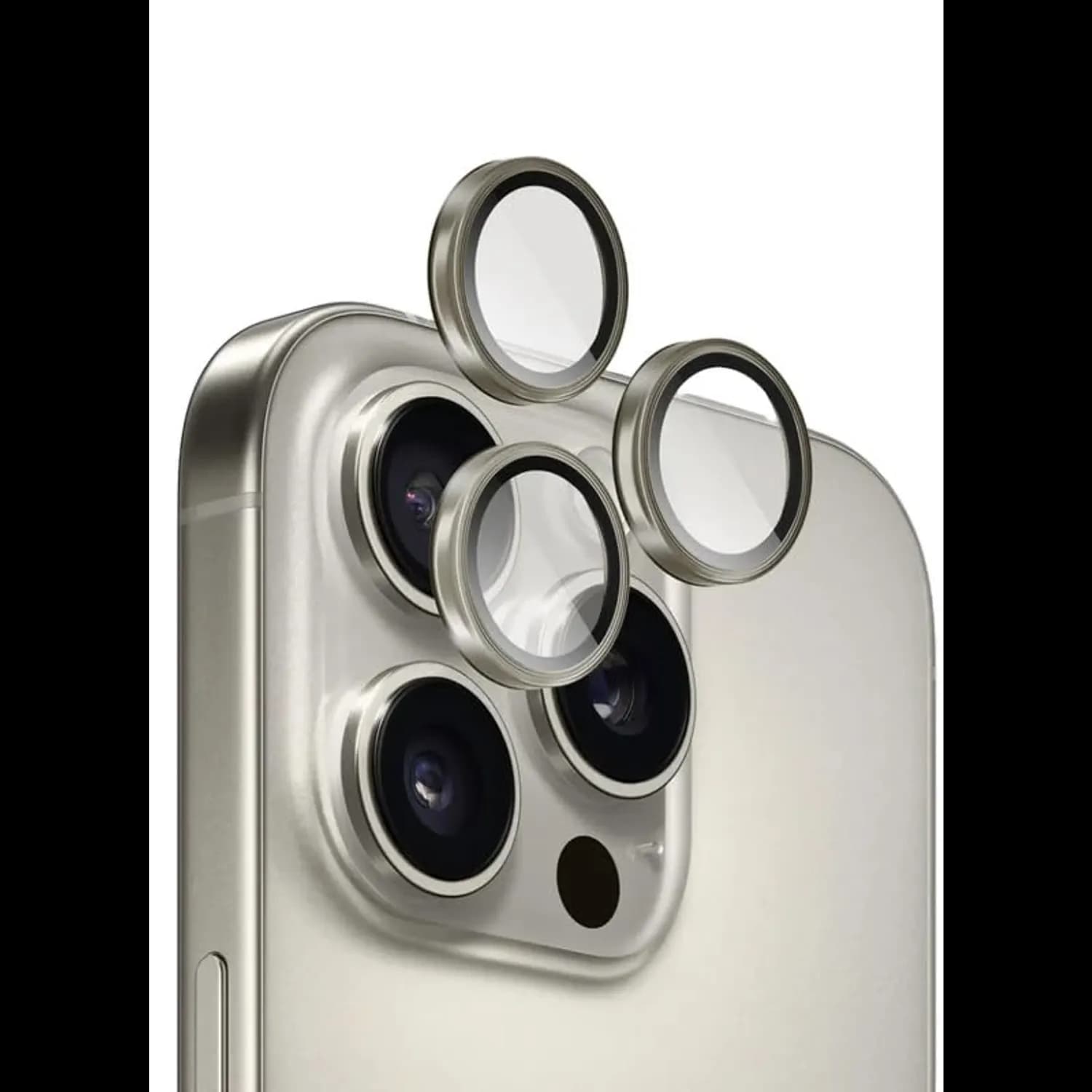 Green Lion Camera Lens Protector iPhone 16 Pro/16 Pro Max - 9H Tempered Glass, Desert Titanium — Titanium 1 Green Lion Camera Lens Protector iPhone 16 Pro/16 Pro Max - 9H Tempered Glass, Desert Titanium — Titanium 1