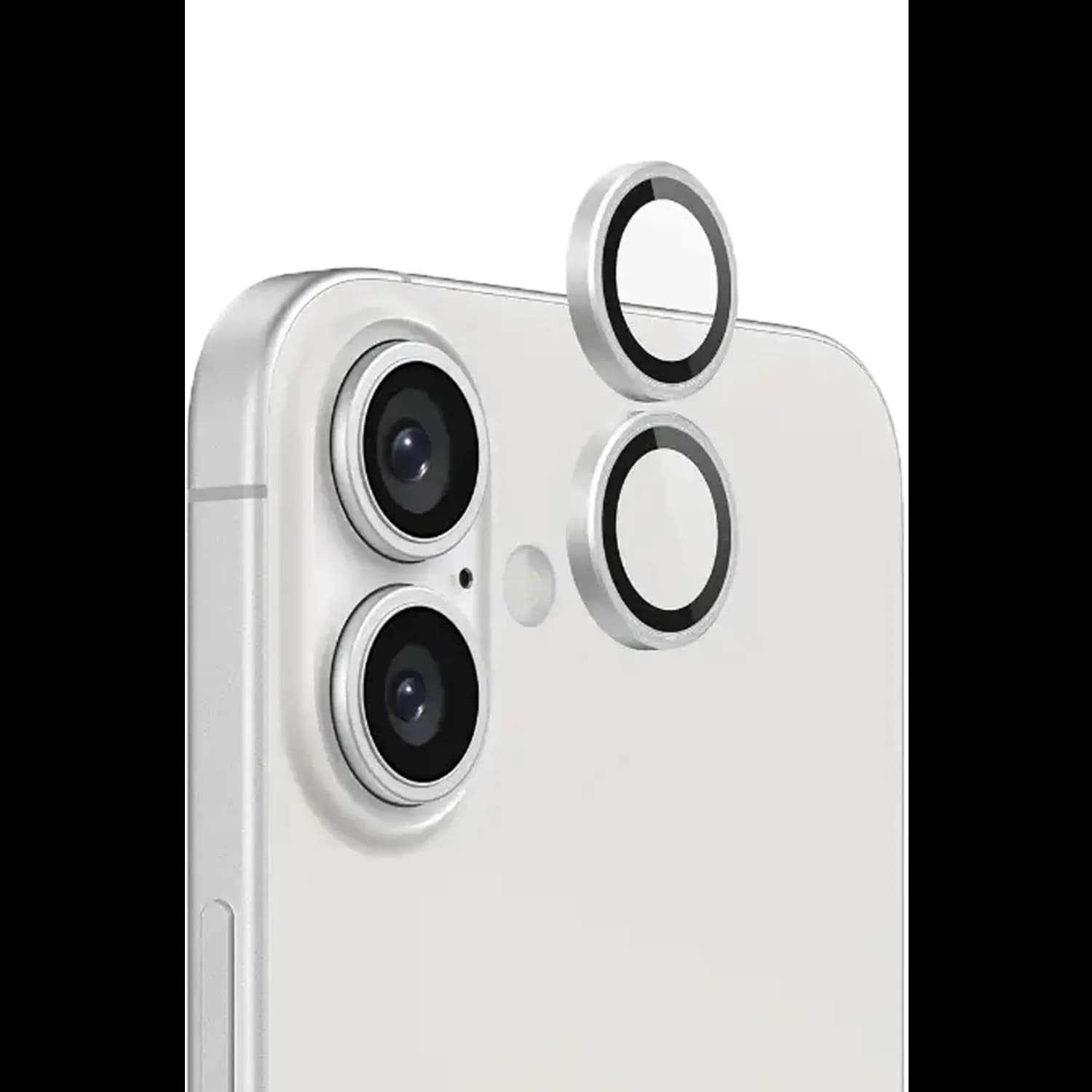 Green Lion Camera Lens Protector iPhone 16/16 Plus - 9H Tempered Glass, White — Black 2