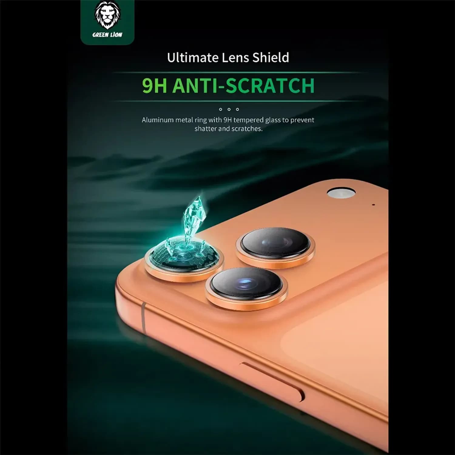 Green Lion Camera Lens Protector iPhone 17 Pro/17 Pro Max - 9H Tempered Glass, Orange 2