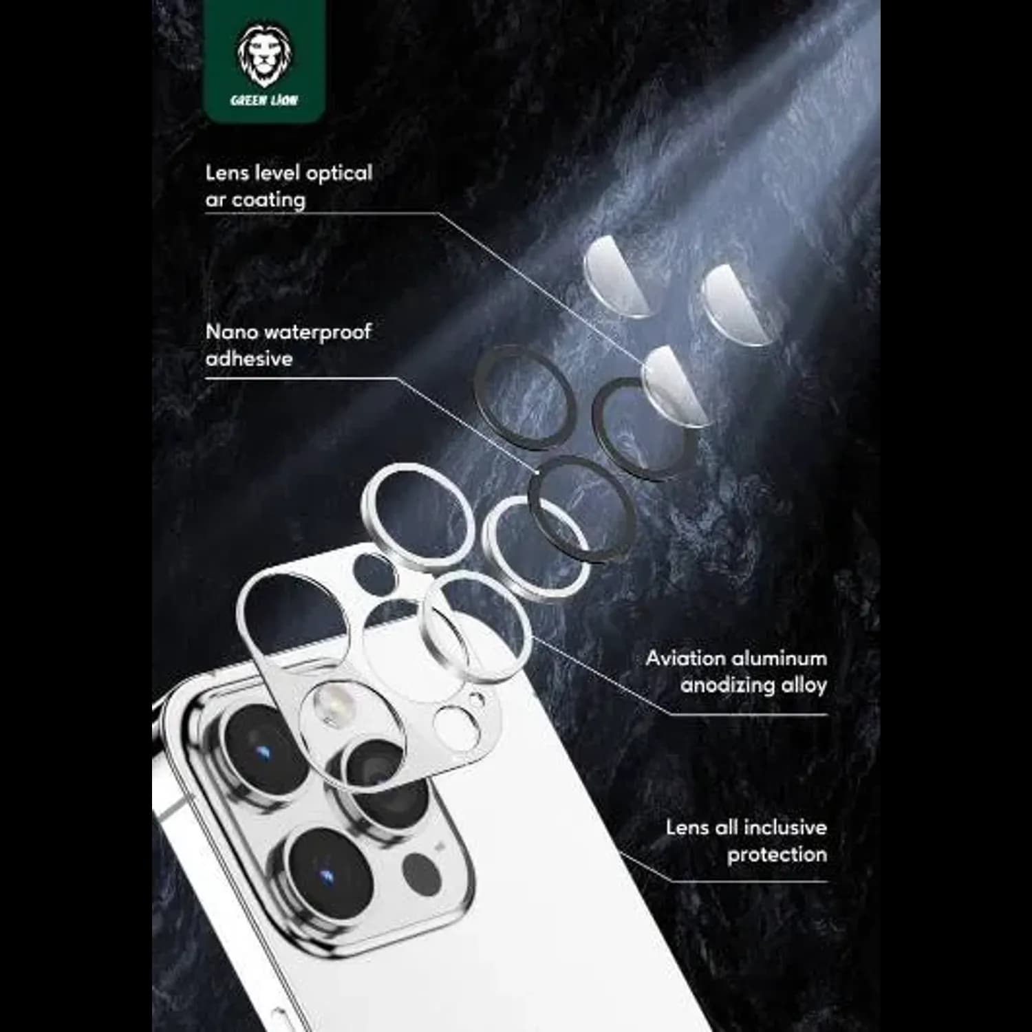 Green Lion Camera Lens Protector iPhone 14 Pro/Pro Max - 9H Tempered Glass, Gold 5