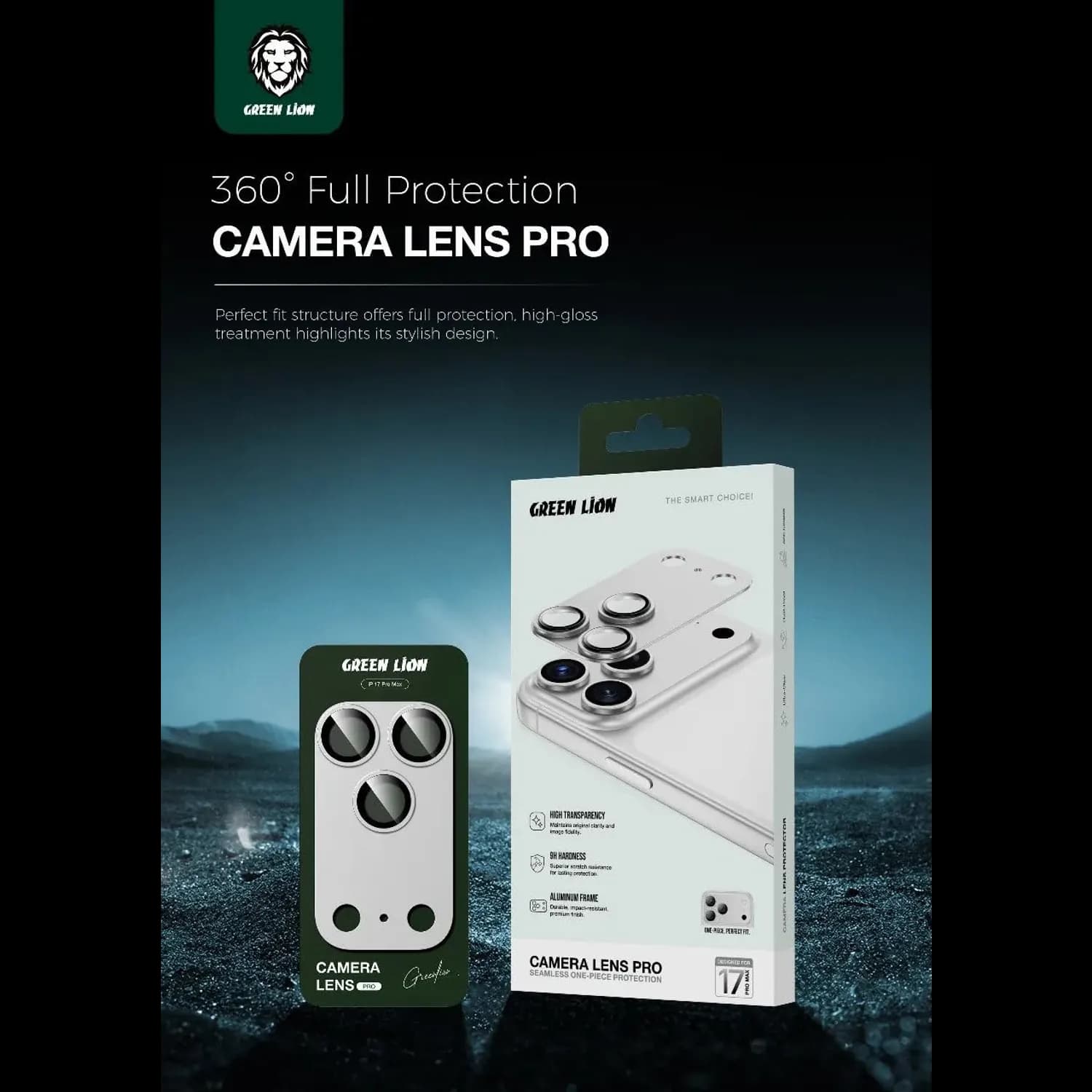 Green Lion Camera Lens Protector iPhone 17 Pro Max - 9H Tempered Glass, Silver 5