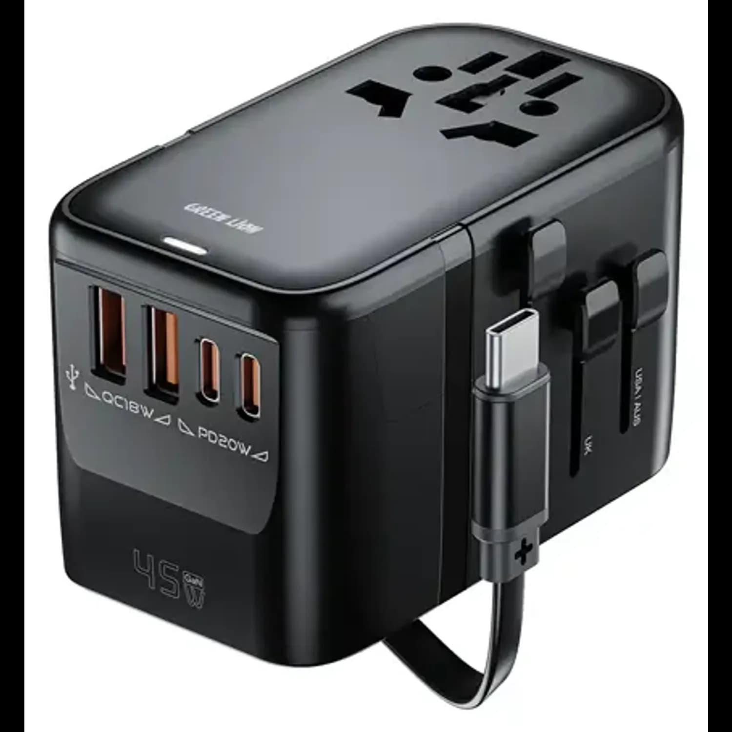 Green Lion Travel Adapter Companion 45 - Universal, Black 1 Green Lion Travel Adapter Companion 45 - Universal, Black 1