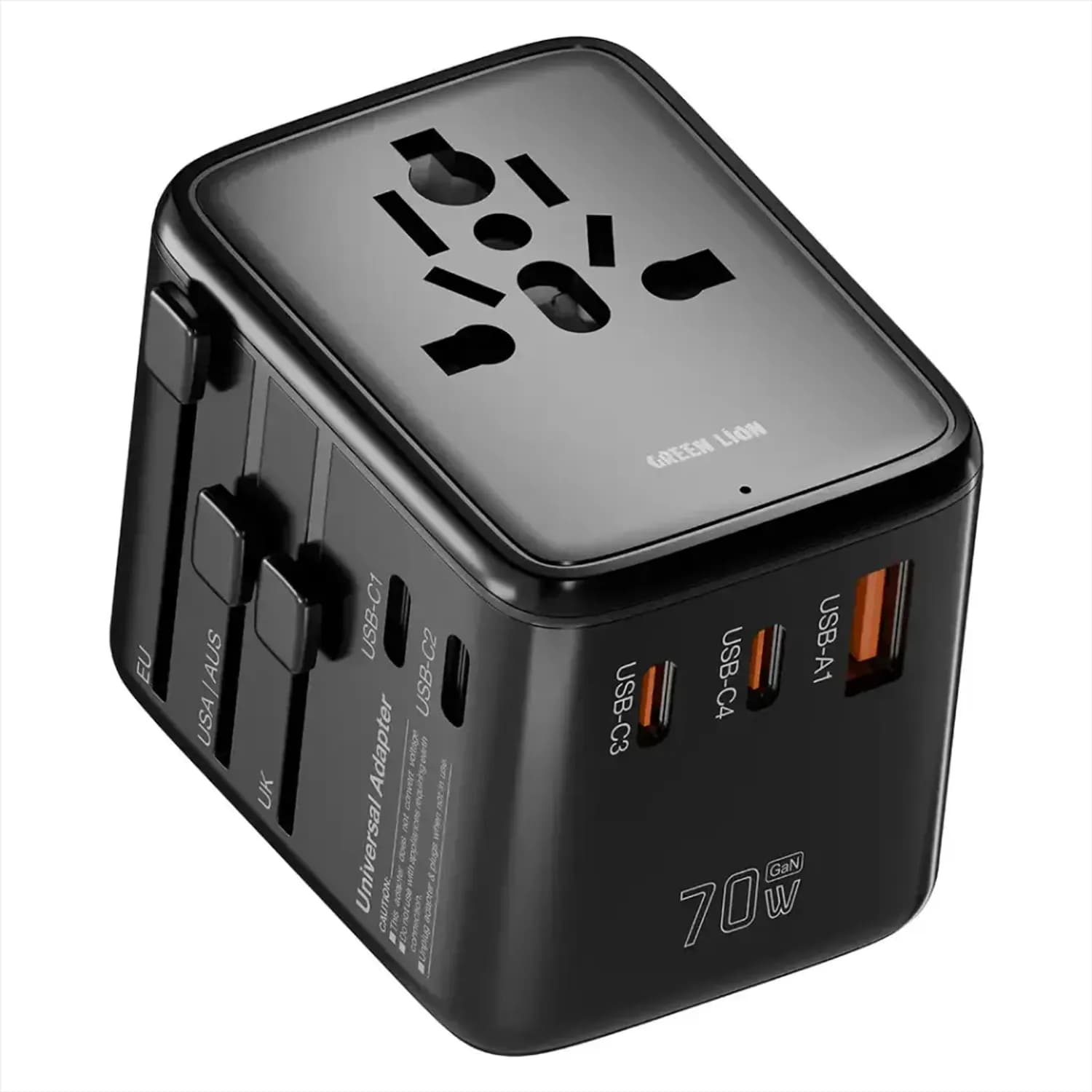Green Lion Travel Adapter Companion 70 - 2400W GaNStorm, Black 1