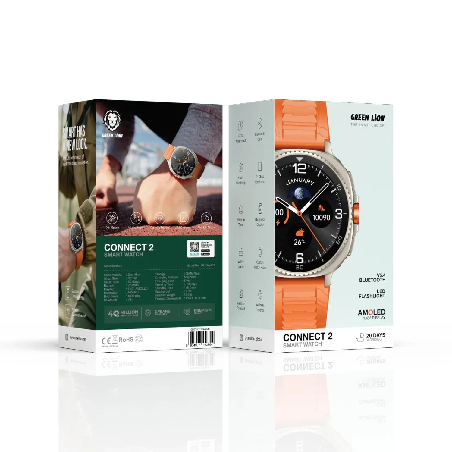 Green Lion Smart Watch CONNECT 2 - 1.43" AMOLED, Titanium — Black 5