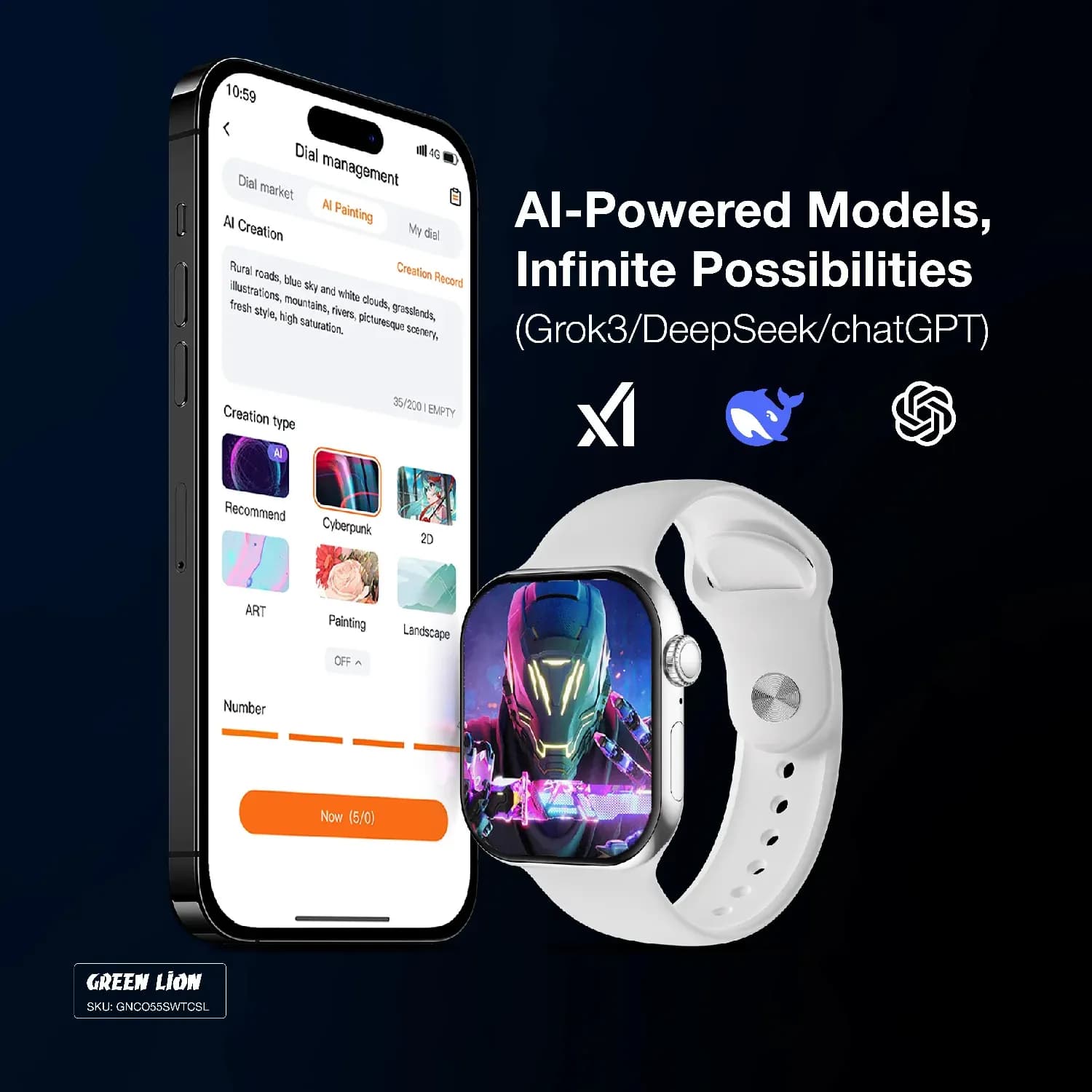 Green Lion Smart Watch - Communicate, Silver — Rose Gold 4