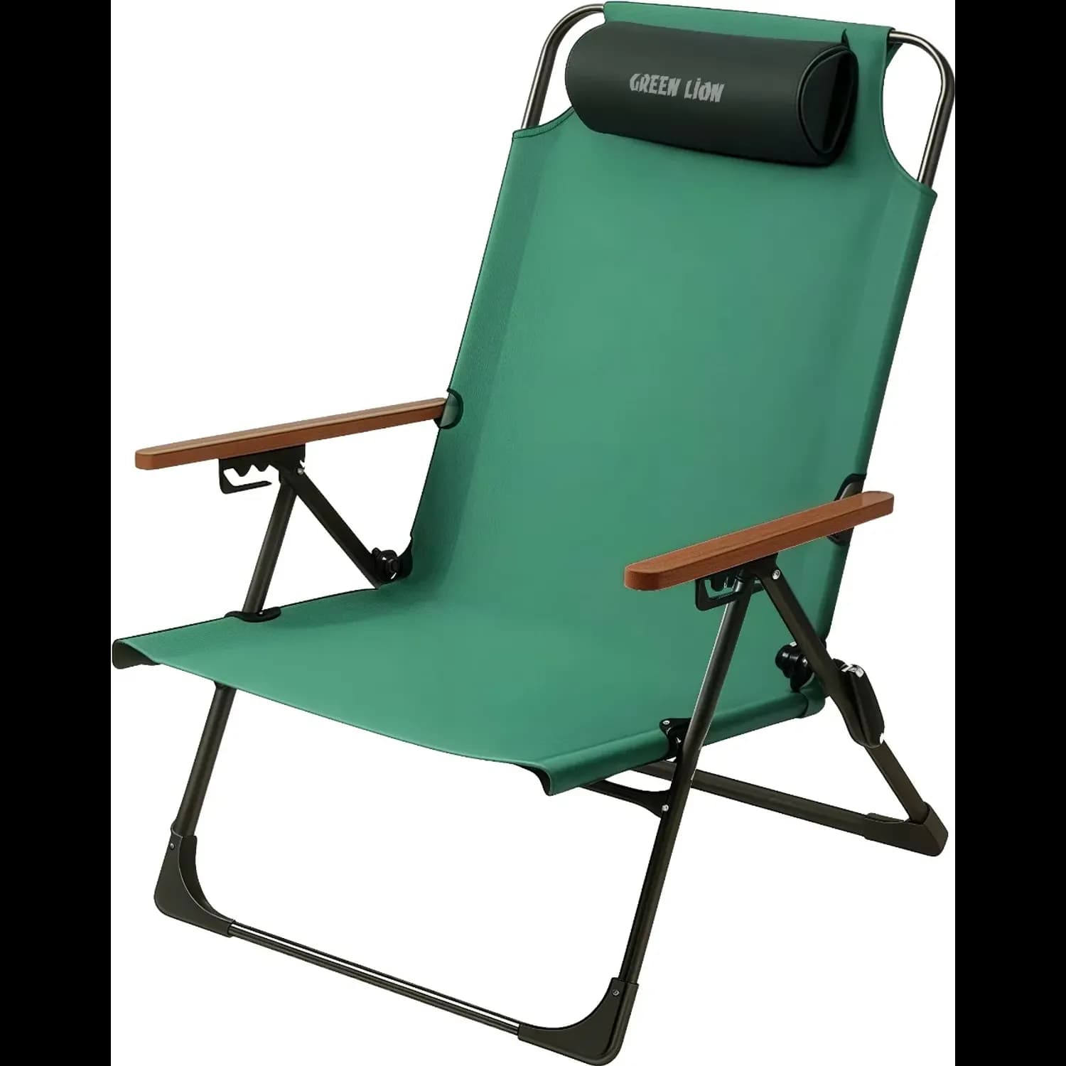 Green Lion Camping Chair - Foldable, 4-Position Recline, Green 1