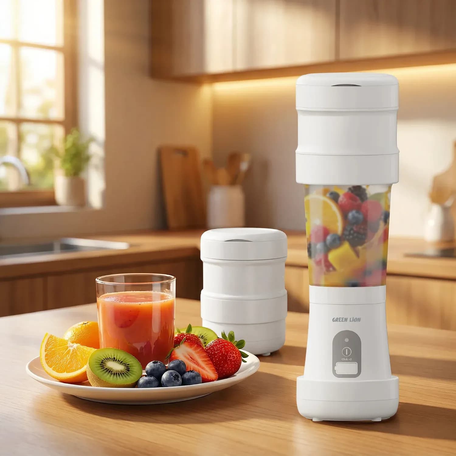 Green Lion Juicer - Collapsible, Portable, 500ML - White 2