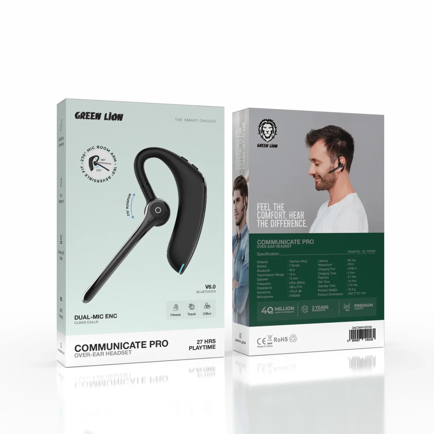Green Lion Headset Communicate Pro - Bluetooth, Dual-Mic ENC, Black 4
