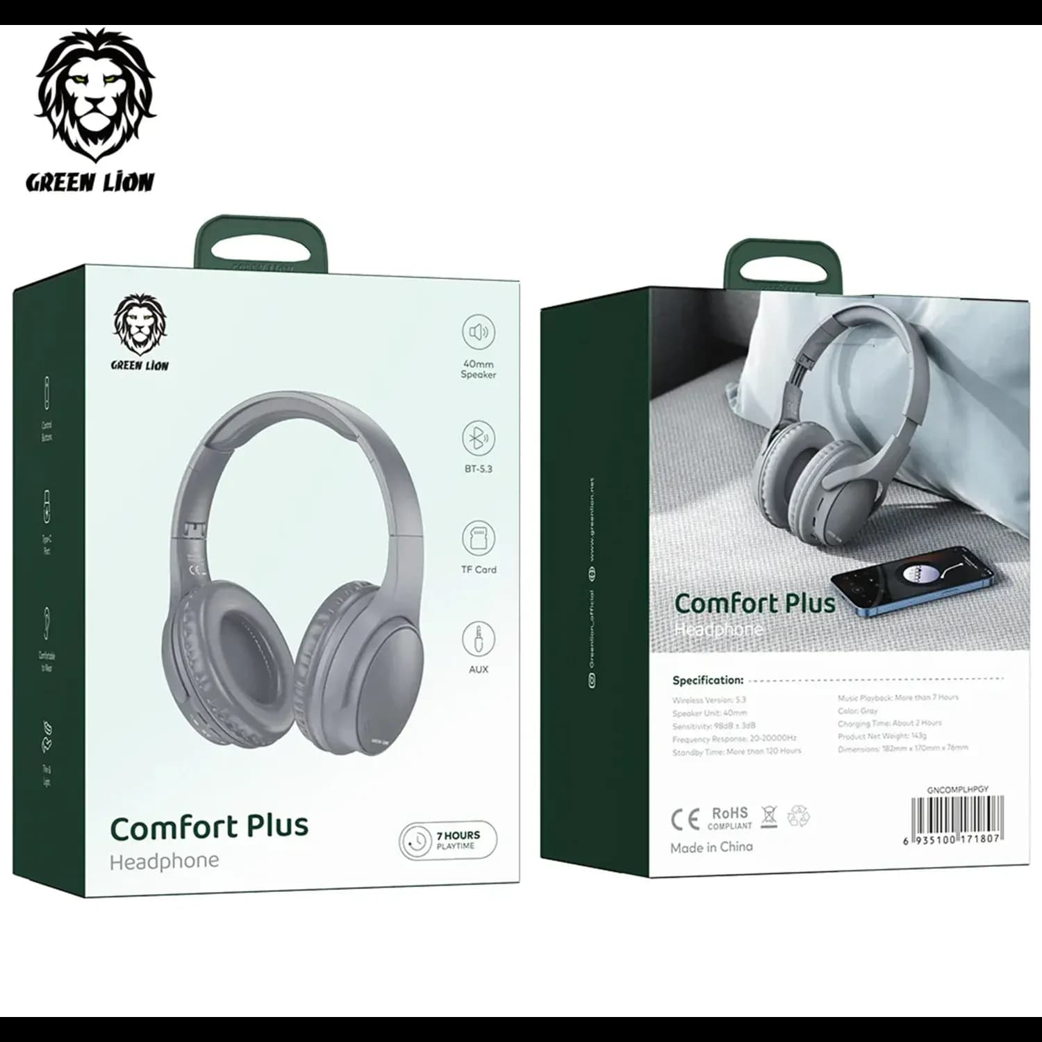 Green Lion Headphone Comfort Plus - Wireless BT5.3, Gray — Gray 5