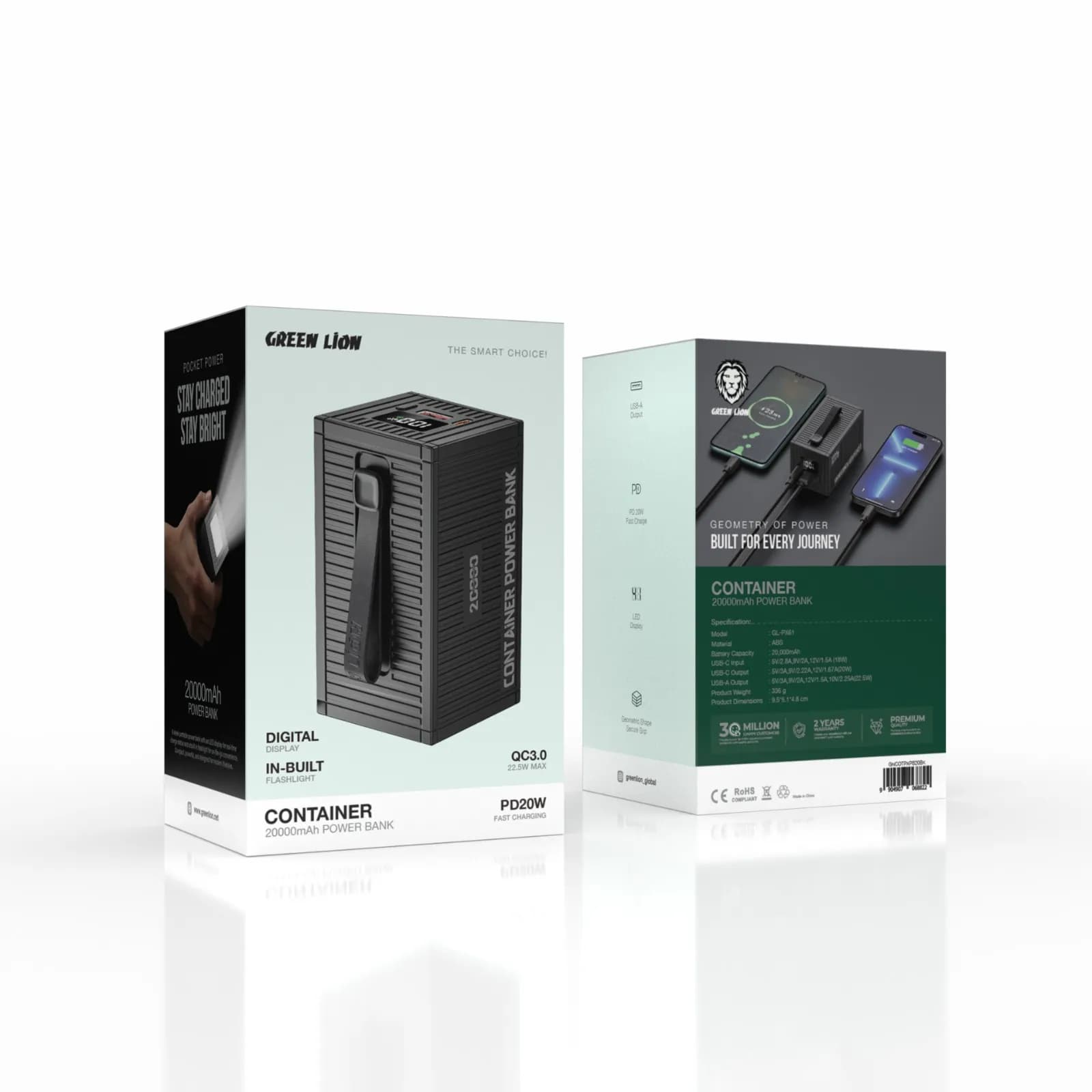 GREEN LION Power Bank 20000mAh 20W PD - 4-in-1 Cable, Black — Black 3