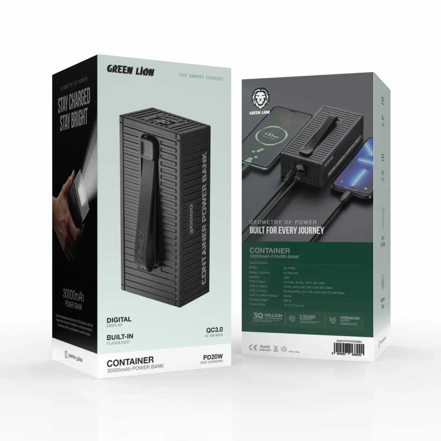 GREEN LION Power Bank 30000mAh PD 20W - 4-in-1 Cable, Black 3