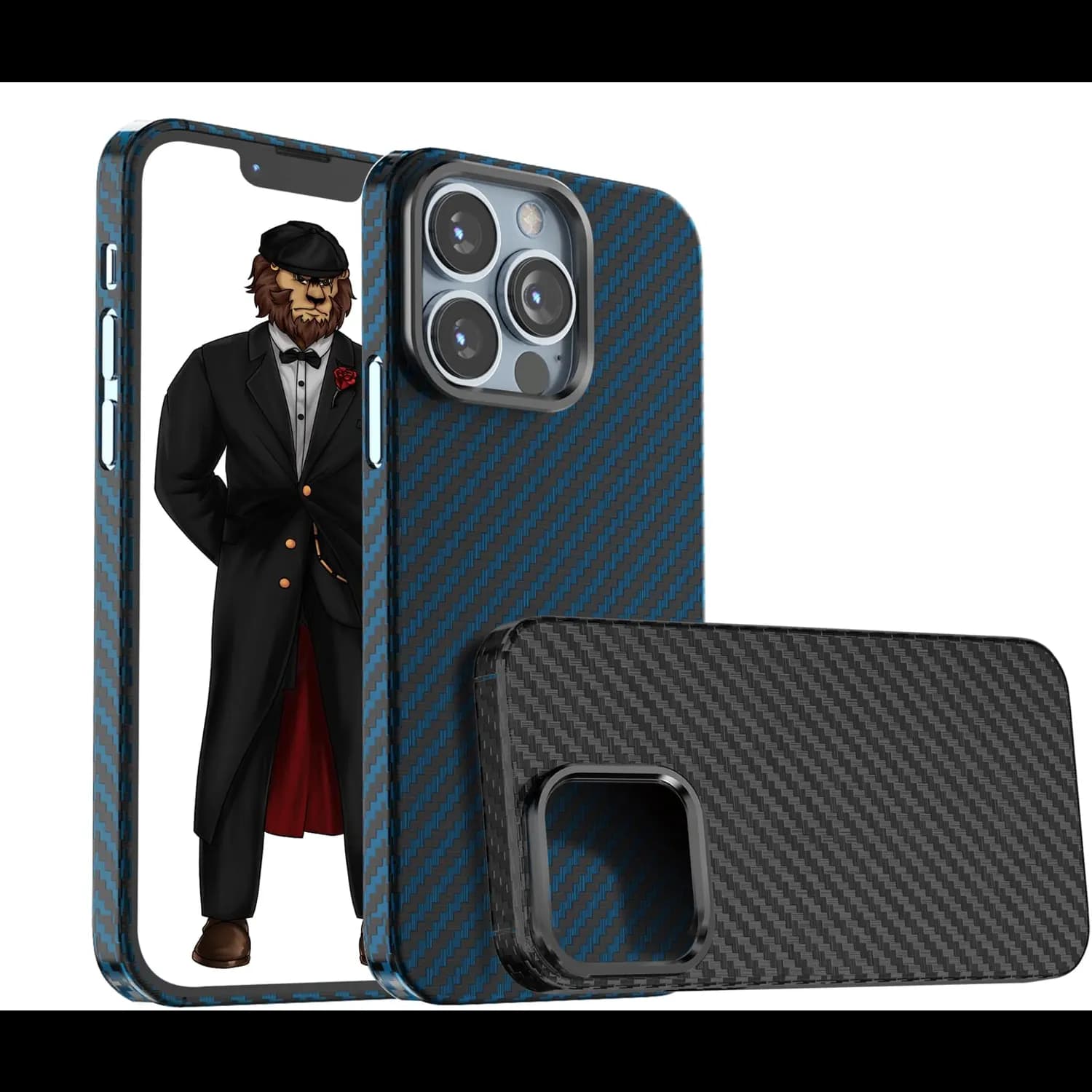 Green Lion Carbon Fiber Case for iPhone 13 Pro 6.7" - Blue 4