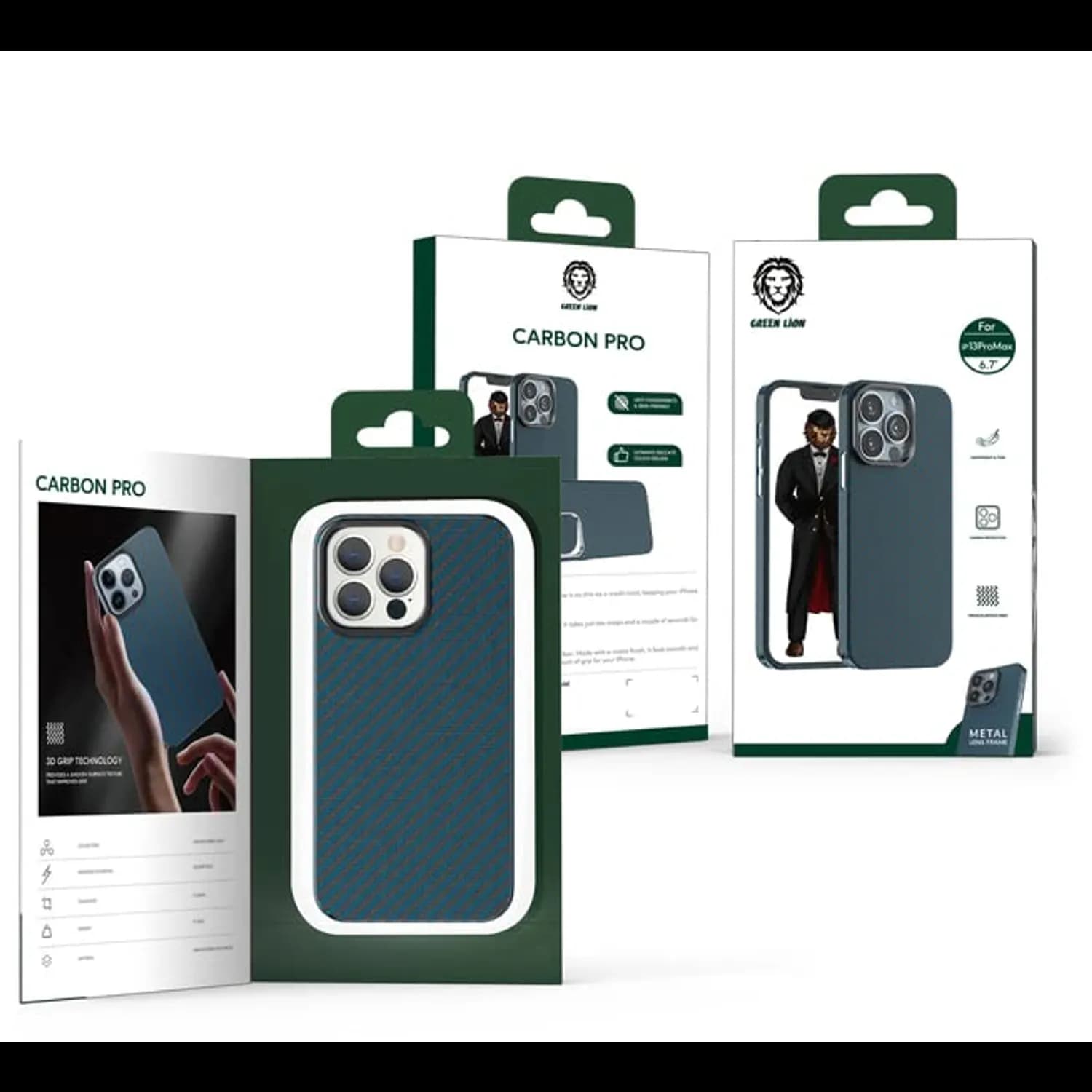 Green Lion Carbon Fiber Case for iPhone 13 Pro 6.7" - Blue 5