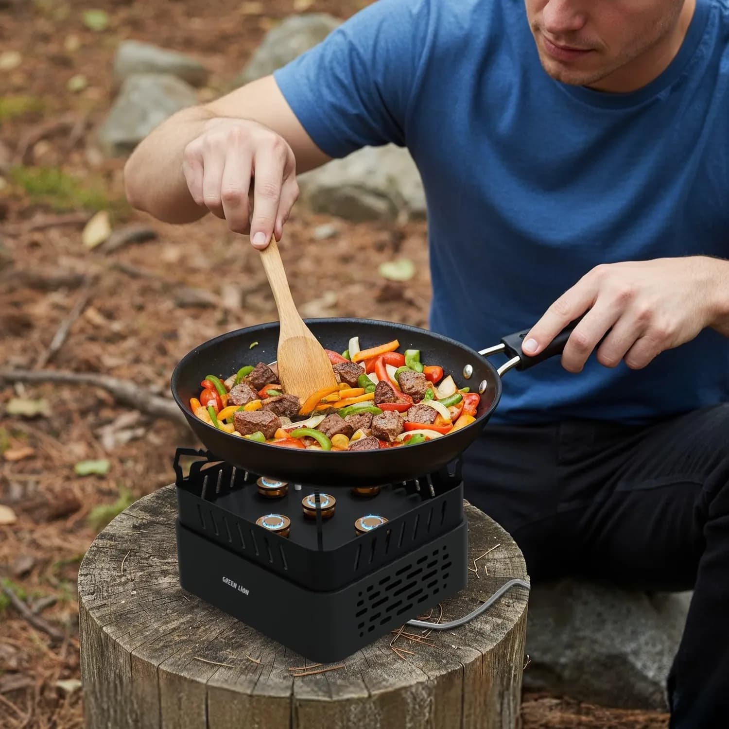 Green Lion Camping Stove - 3500W 5-Burner, Black 2
