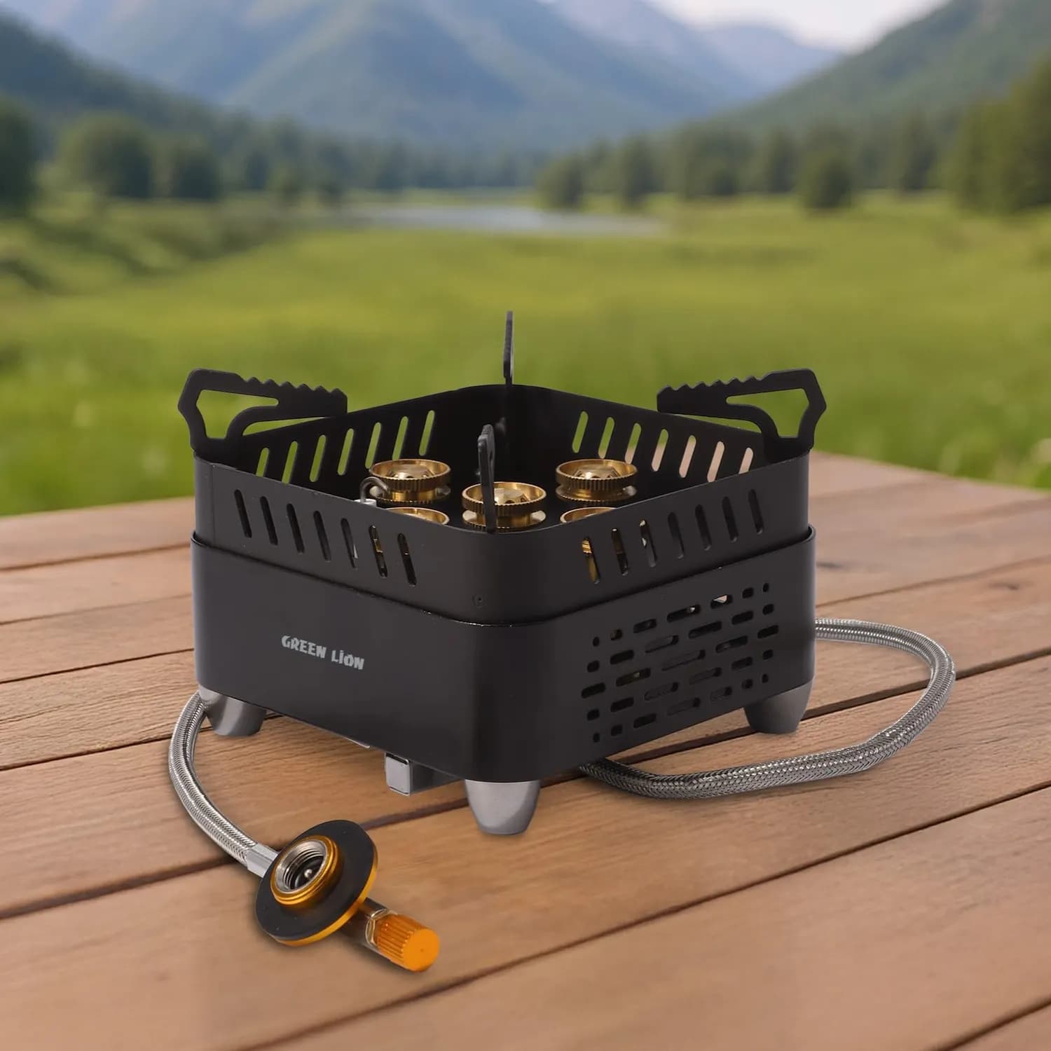 Green Lion Camping Stove - 3500W 5-Burner, Black 5