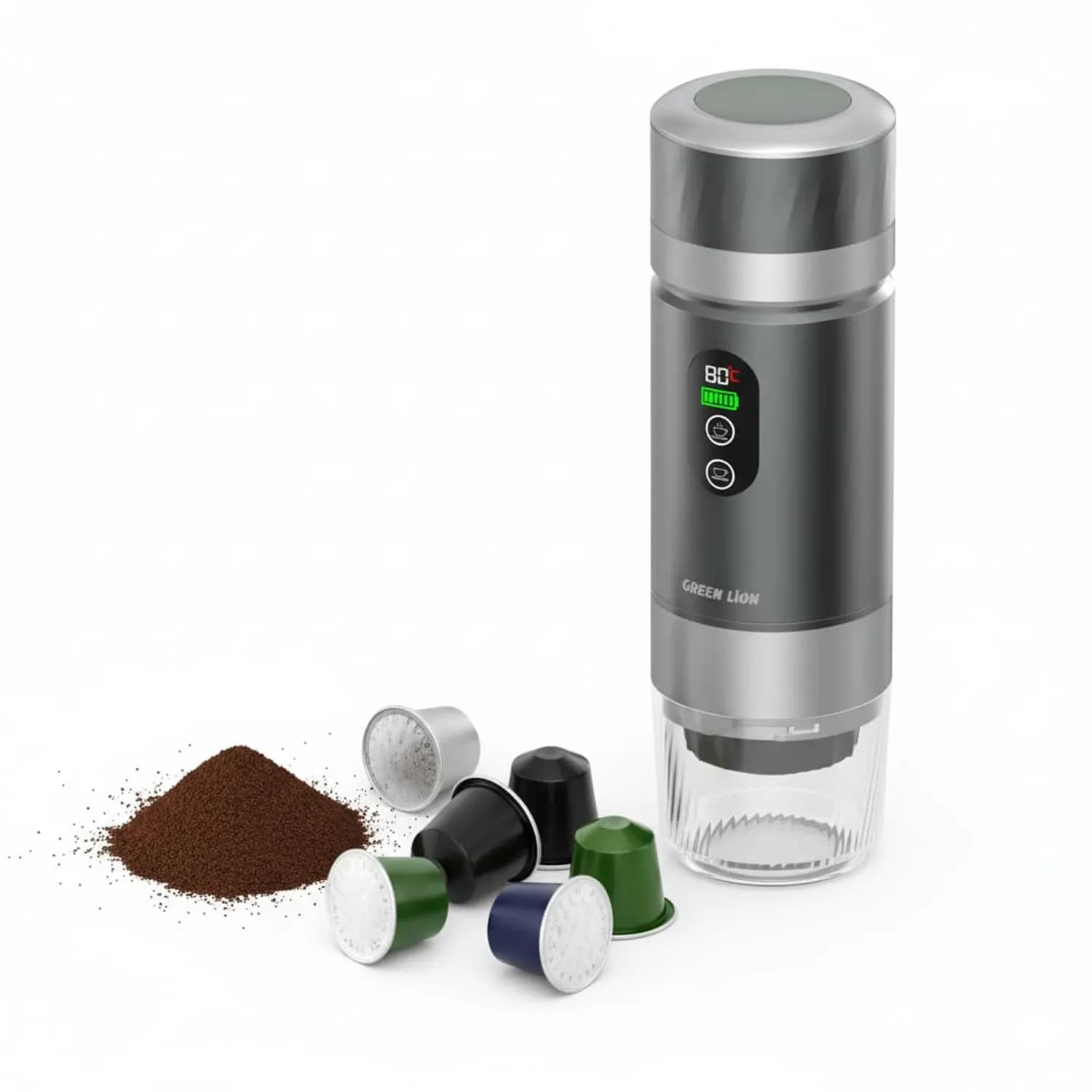 Green Lion Portable Espresso Maker - 20 Bar, White — Gray 1 Green Lion Portable Espresso Maker - 20 Bar, White — Gray 1