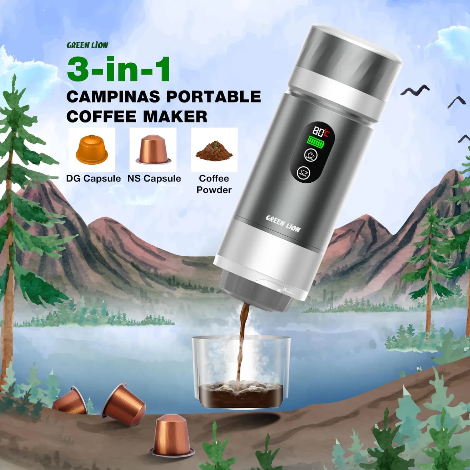 Green Lion Portable Espresso Maker - 20 Bar, White — Gray 3