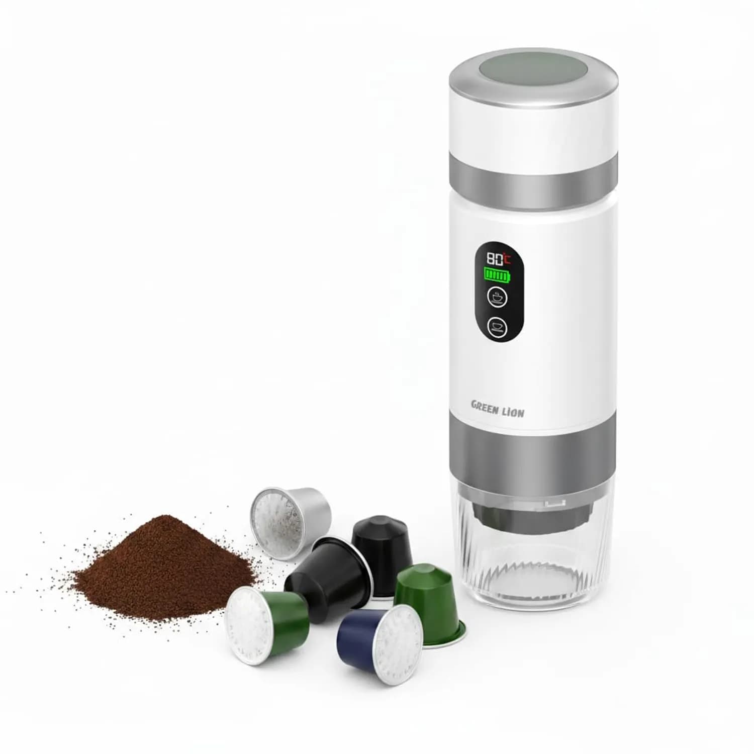 Green Lion Portable Espresso Maker - 20 Bar, White — Gray 2