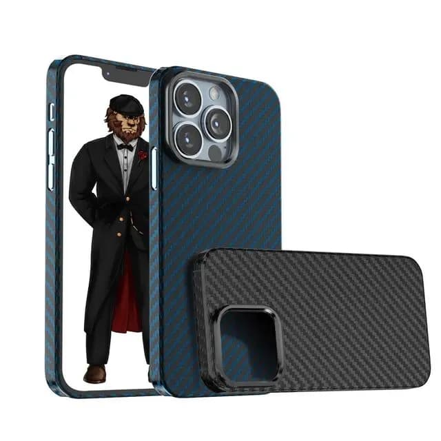 Green Lion Carbon Pro Case iPhone 13 - Metal Camera Ring, Blue 3
