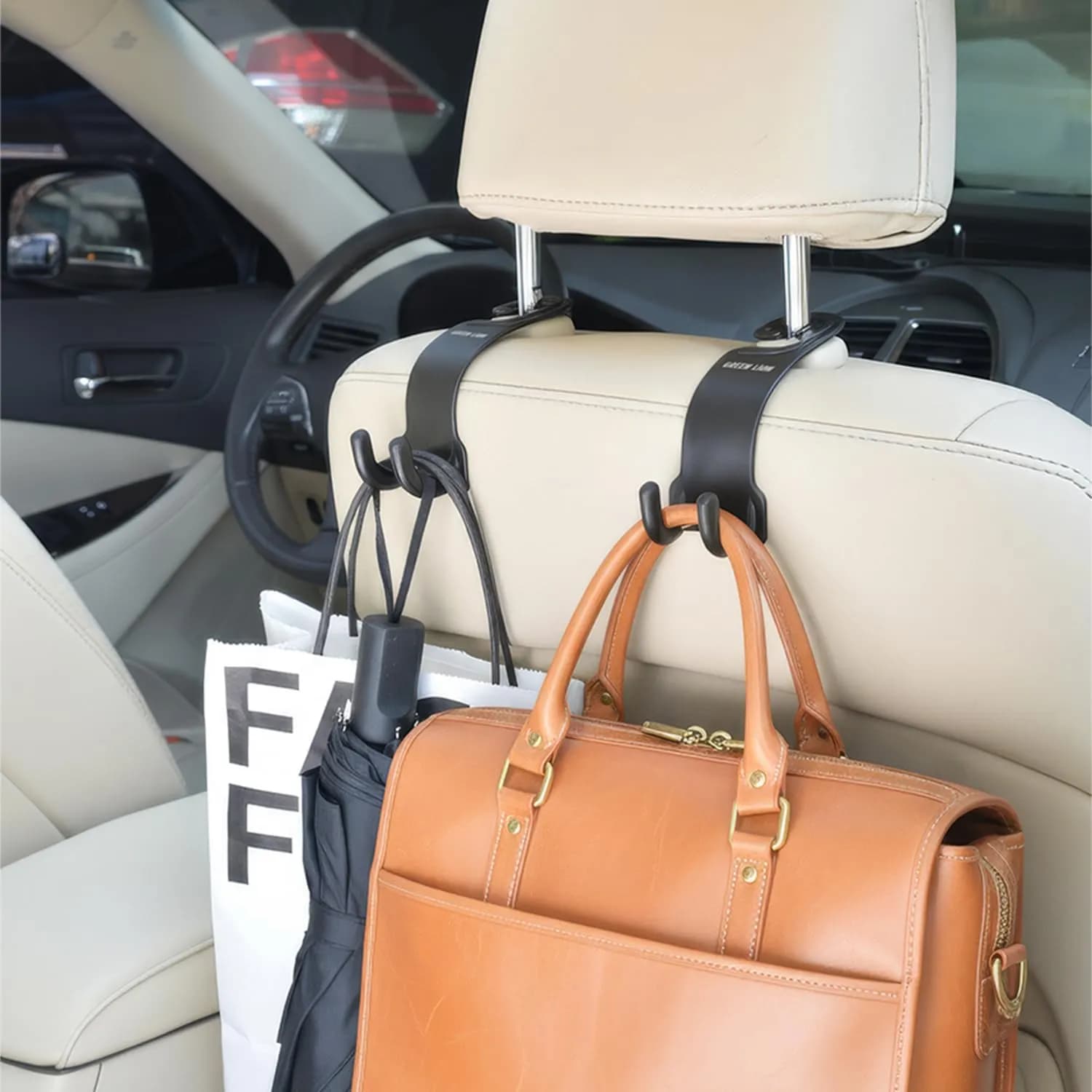 Green Lion Car Head Rest - Adjustable Memory Foam, Light Brown 3