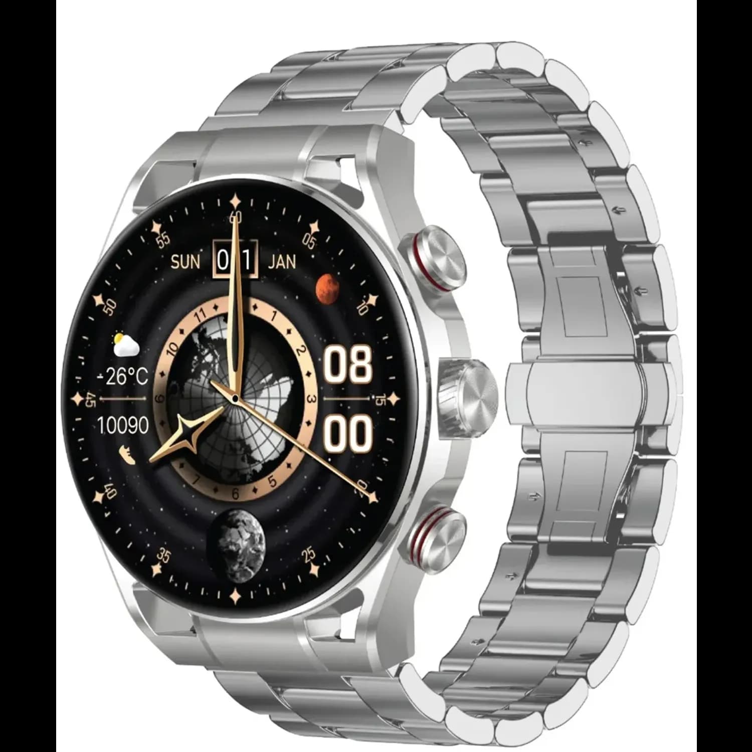 Green Lion Smart Watch Chrono Pro - IP68, Silver — Black 2