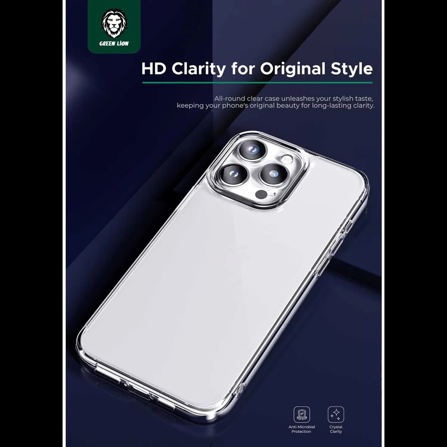 Green Lion iPhone 15 Pro Case - Clear, Shockproof Silicone 3