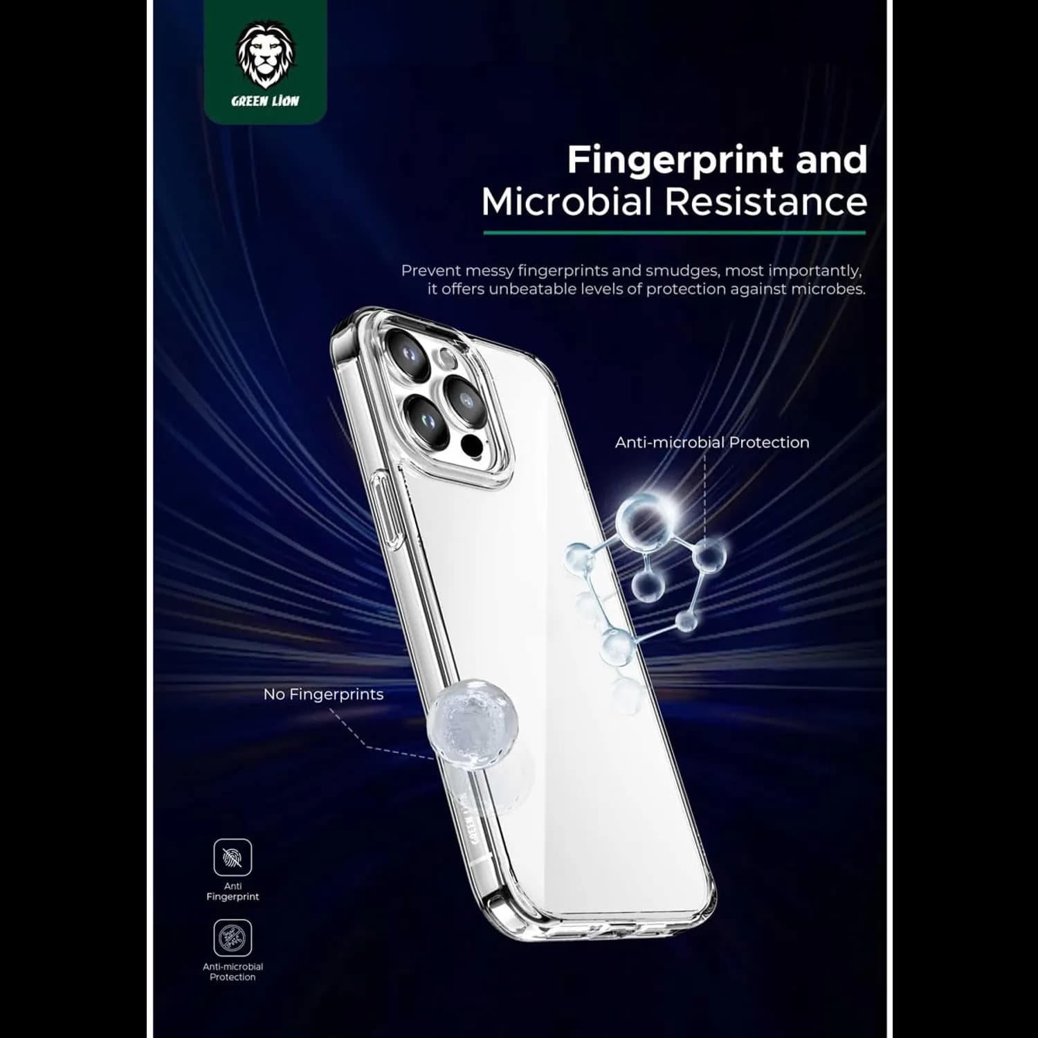 Green Lion iPhone 15 Pro Case - Clear, Shockproof Silicone 4