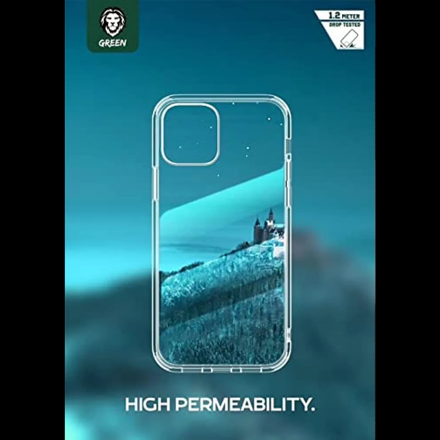 Green Lion Phone Case iPhone 13 Pro Max - Shockproof, Anti-Microbial, Clear 4