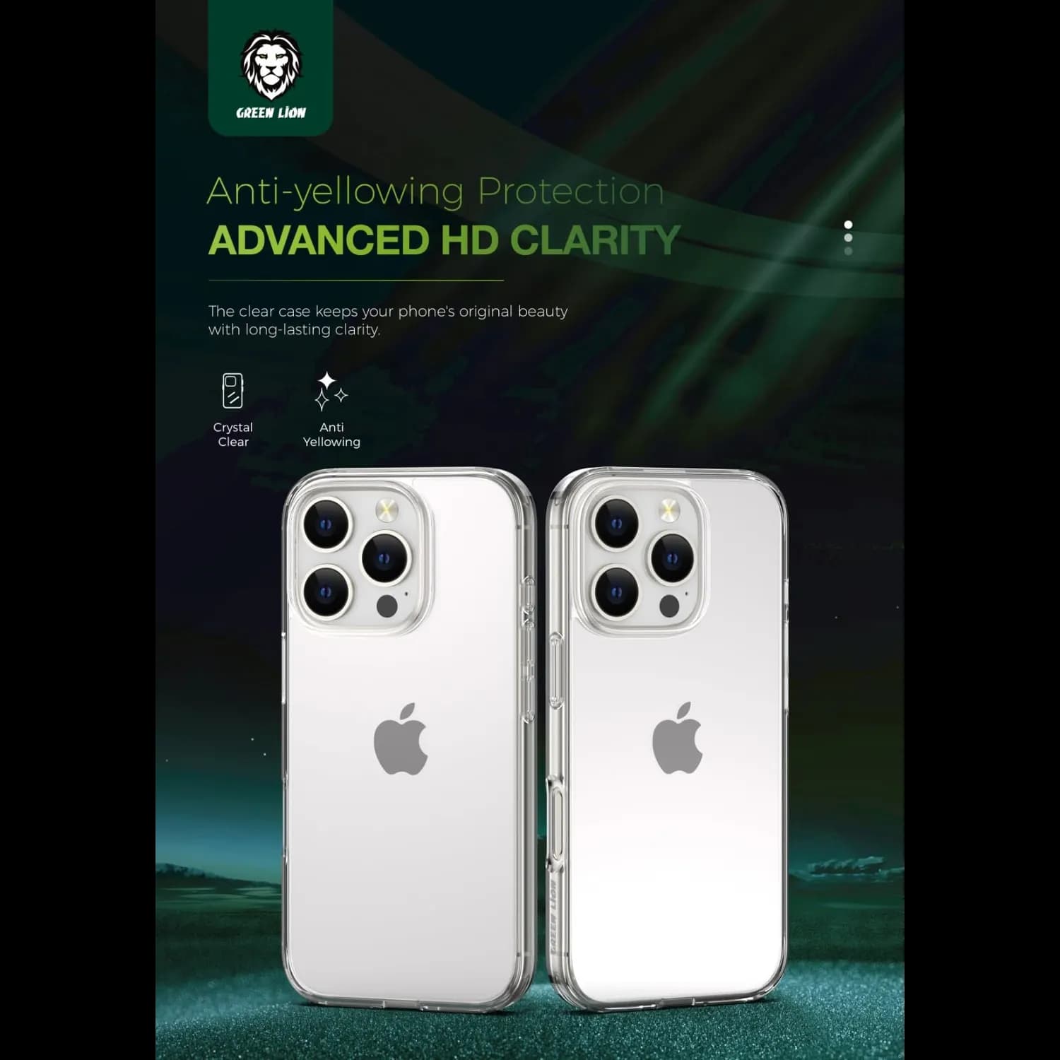 Green Lion Phone Case iPhone 16 Pro - Shockproof, Clear 5