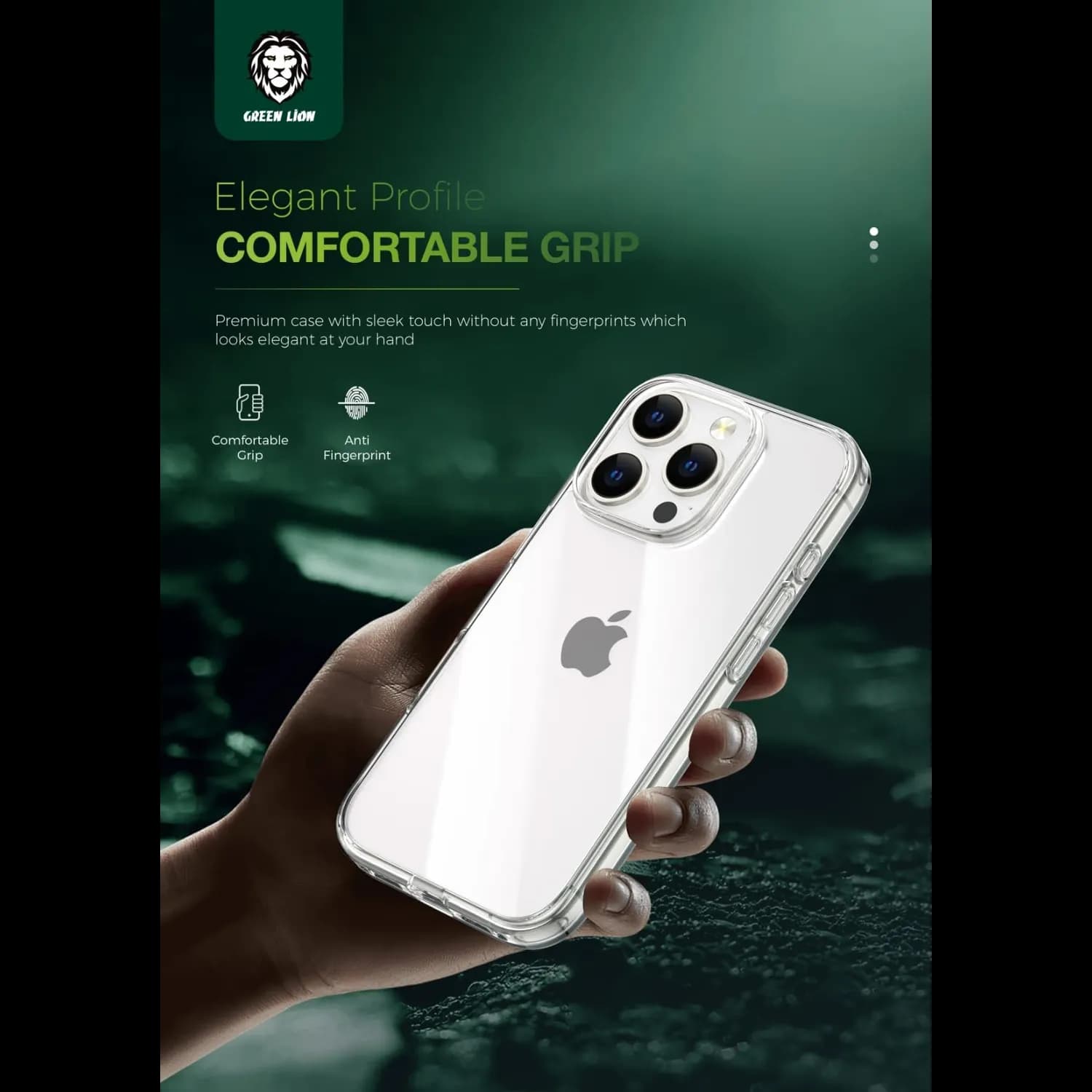 Green Lion Case iPhone 16 Pro Max - Shockproof, Anti-Microbial, Clear 5
