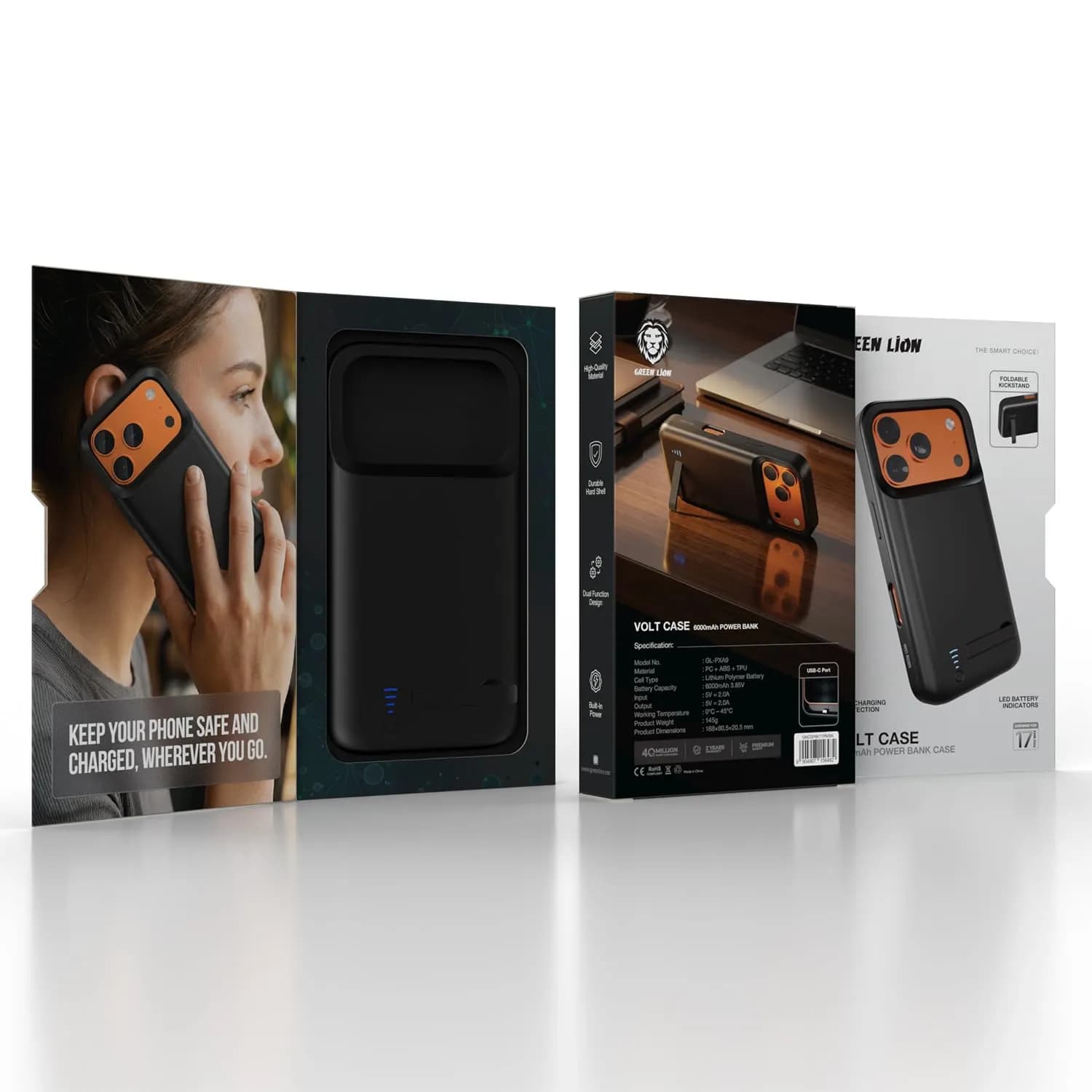 Green Lion Volt Case iPhone 17 Pro Max - 6000mAh Power Bank, Black 5