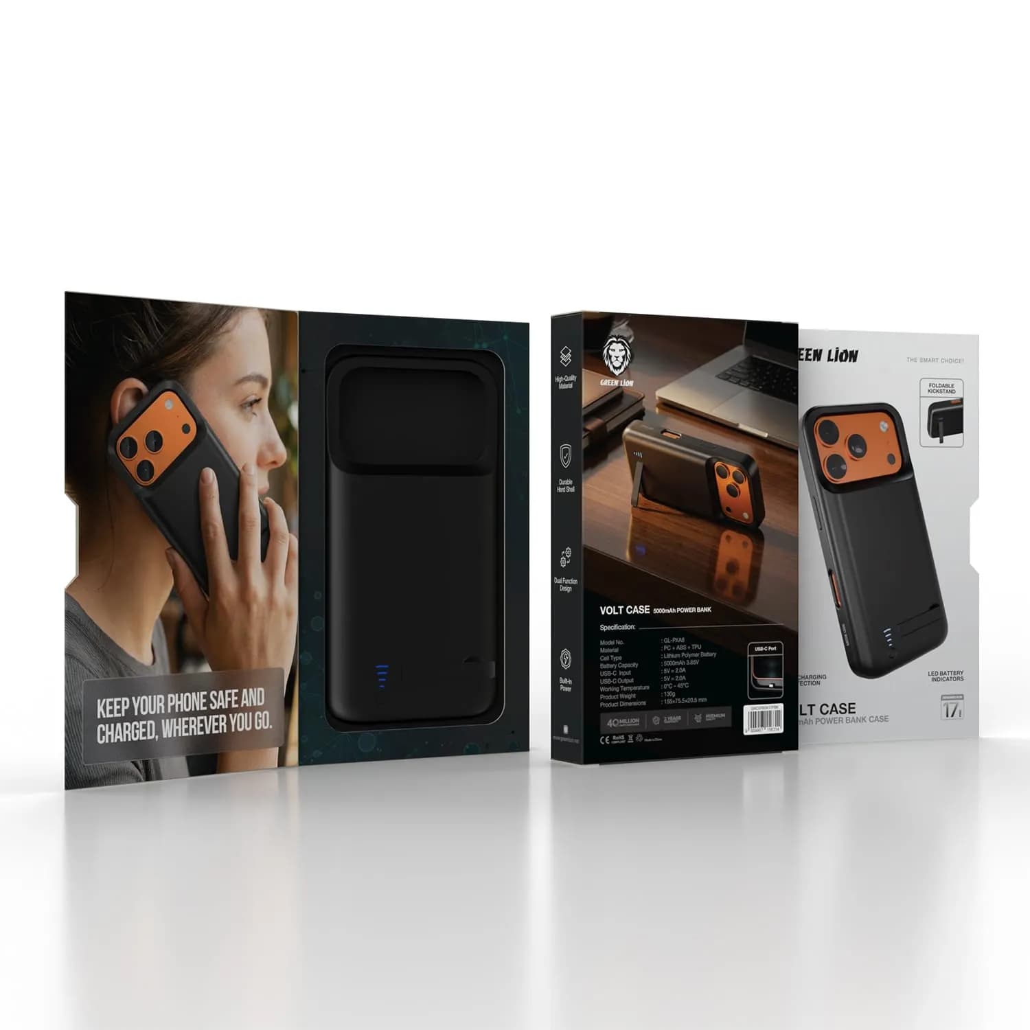 Green Lion Volt Case iPhone 17 Pro - 5000mAh Power Bank, Black 5