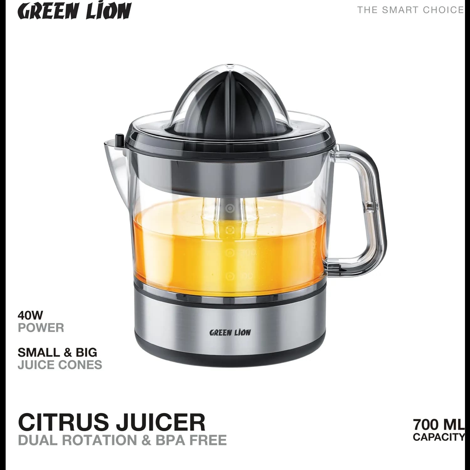 Green Lion Citrus Juicer - 700ml, Dual Rotation, Black 4