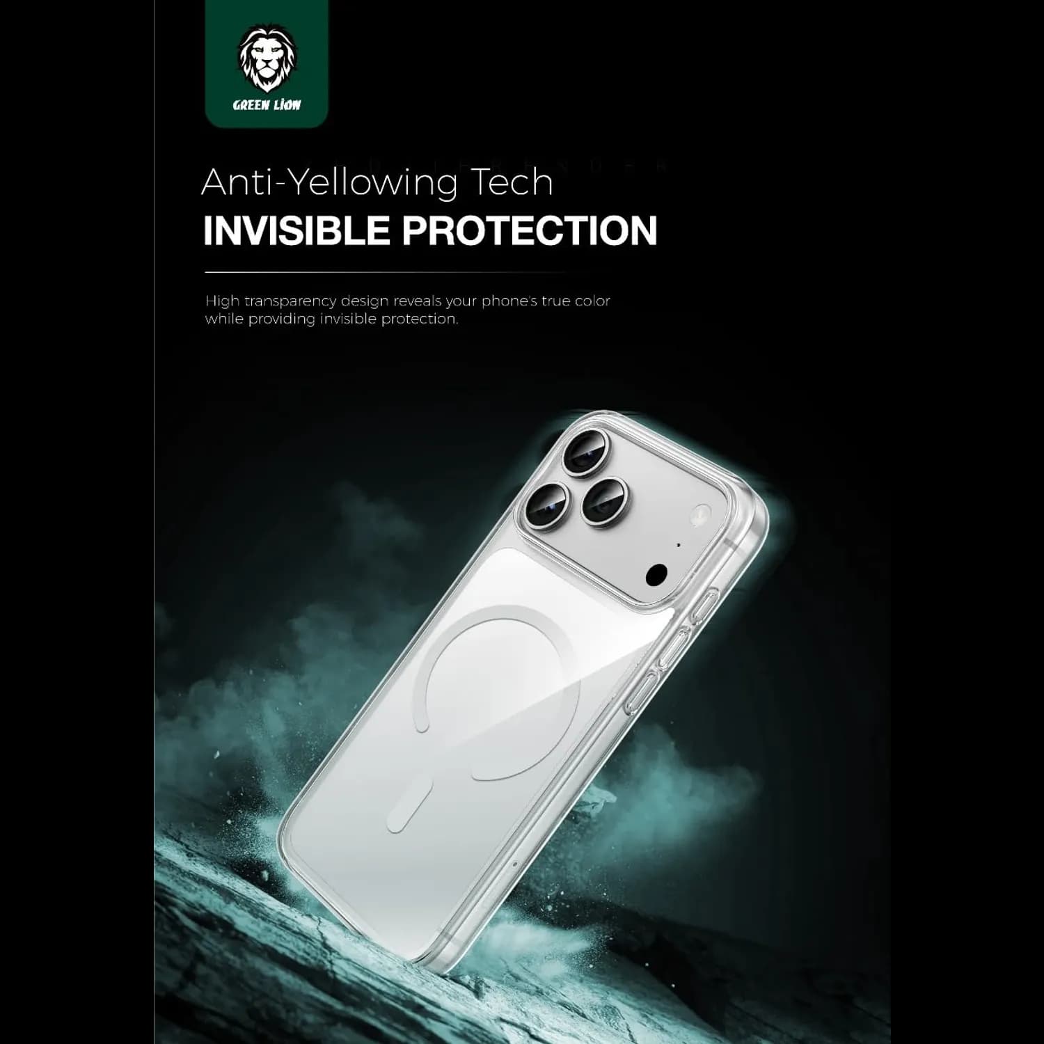 Green Lion iPhone 17 Case - Crystal Shield, Clear 3