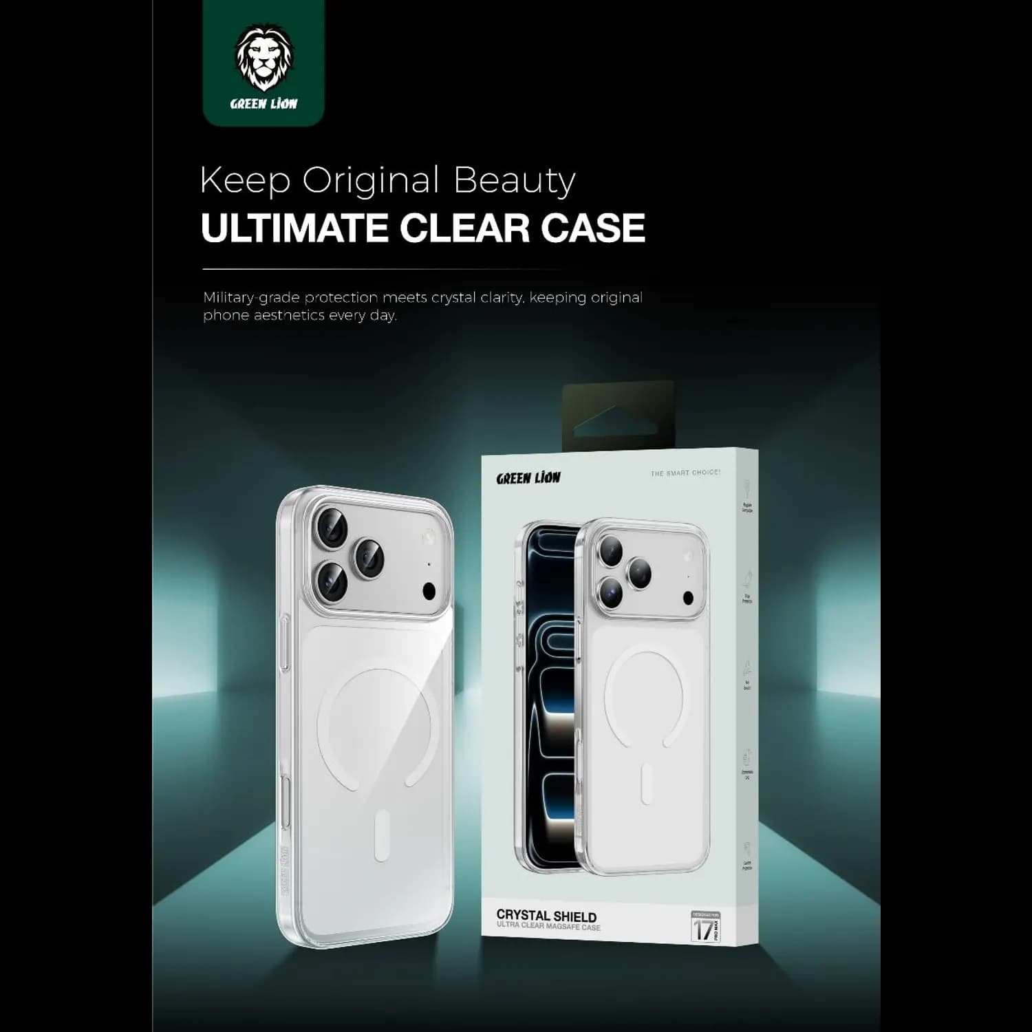 Green Lion iPhone 17 Case - Crystal Shield, Clear 5