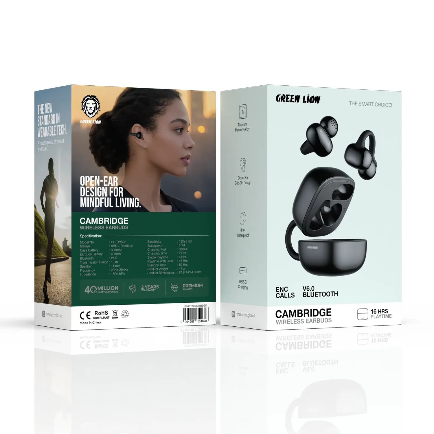 Green Lion Earbuds Cambridge - Open-Ear, Black 3