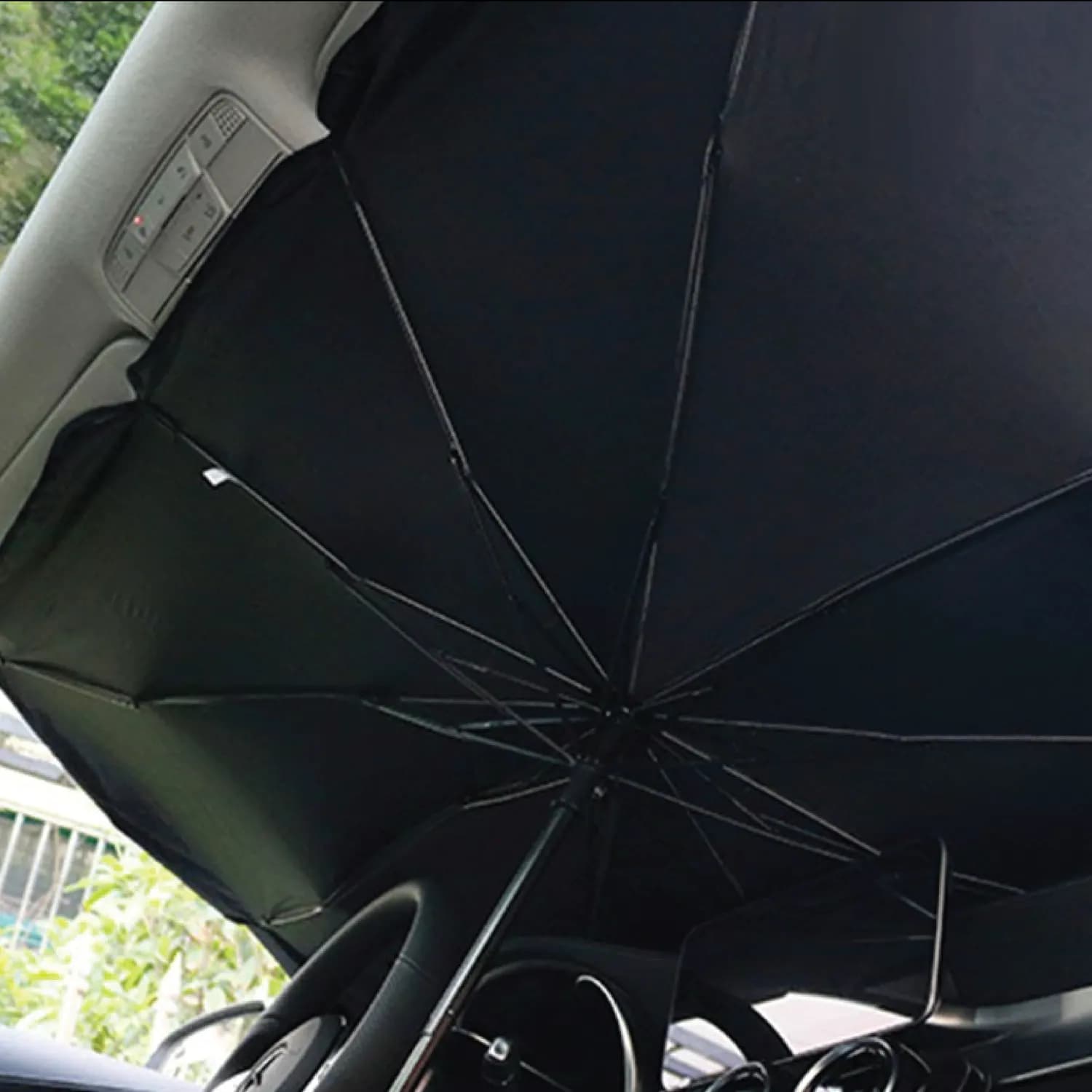 Green Lion Car Windshield Umbrella - UV Protection, Black 3