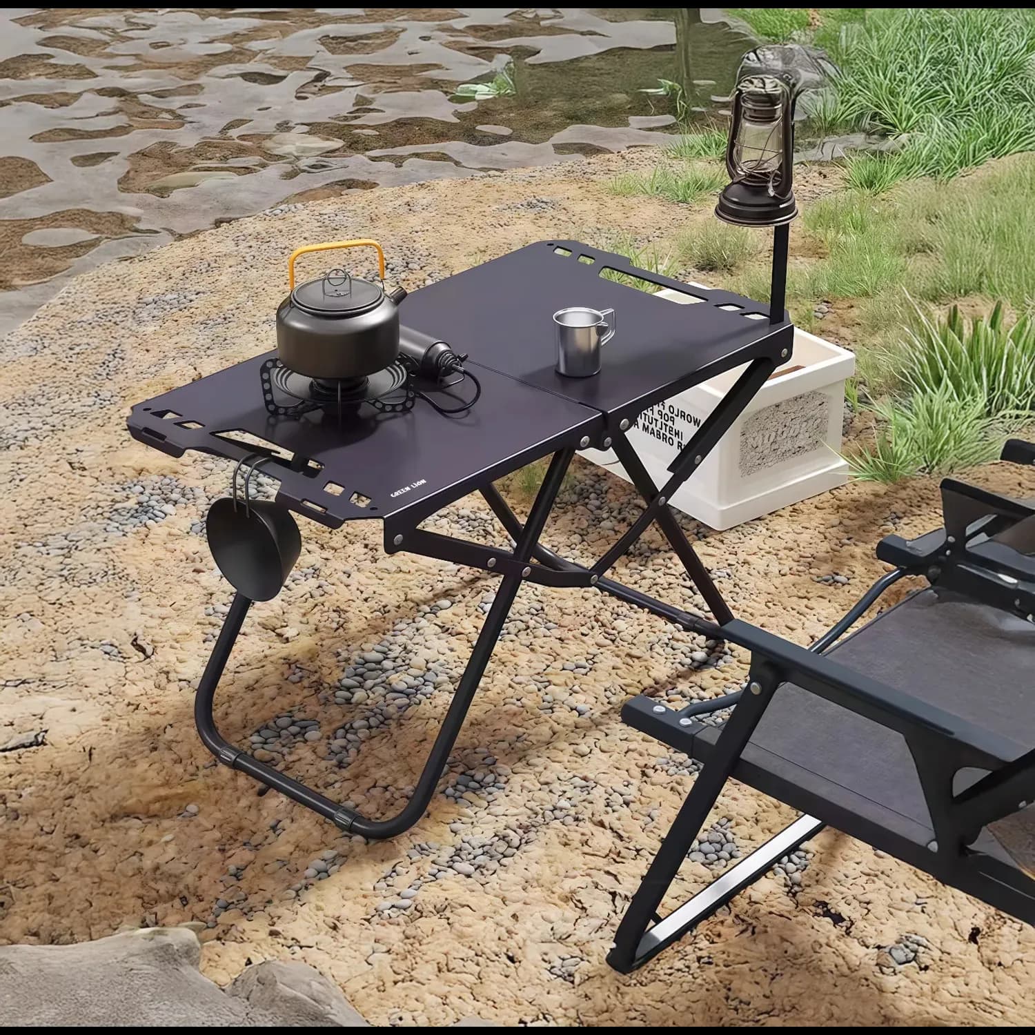 Green Lion Camping Table - Lightweight Foldable, Black 2