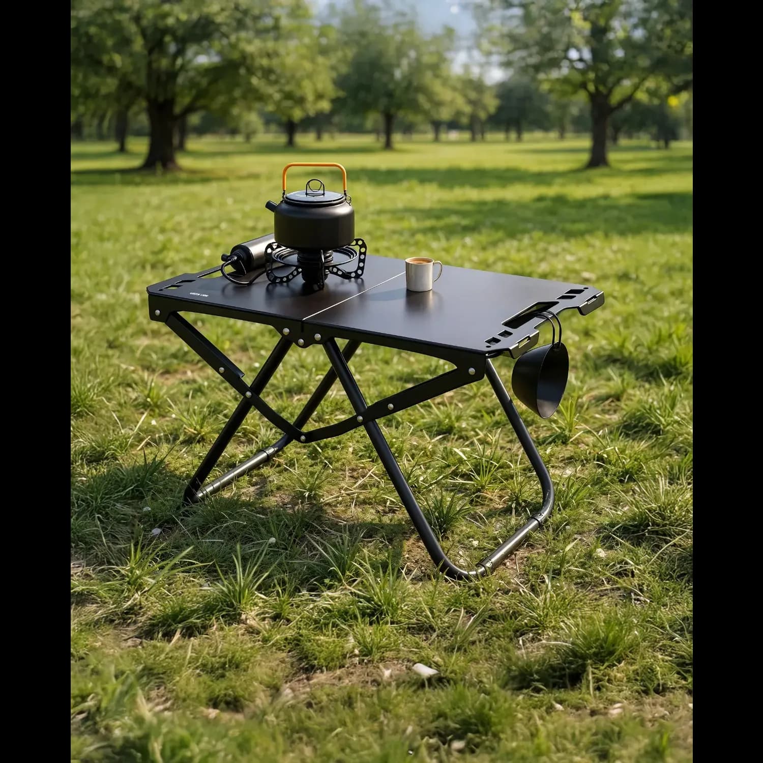 Green Lion Camping Table - Lightweight Foldable, Black 3