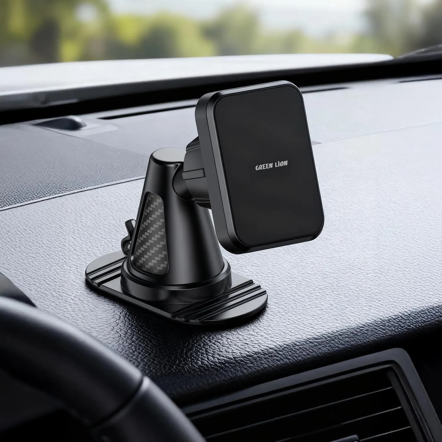 Green Lion Dash Force Magnetic Car Holder - 360° Rotatable, Black 2