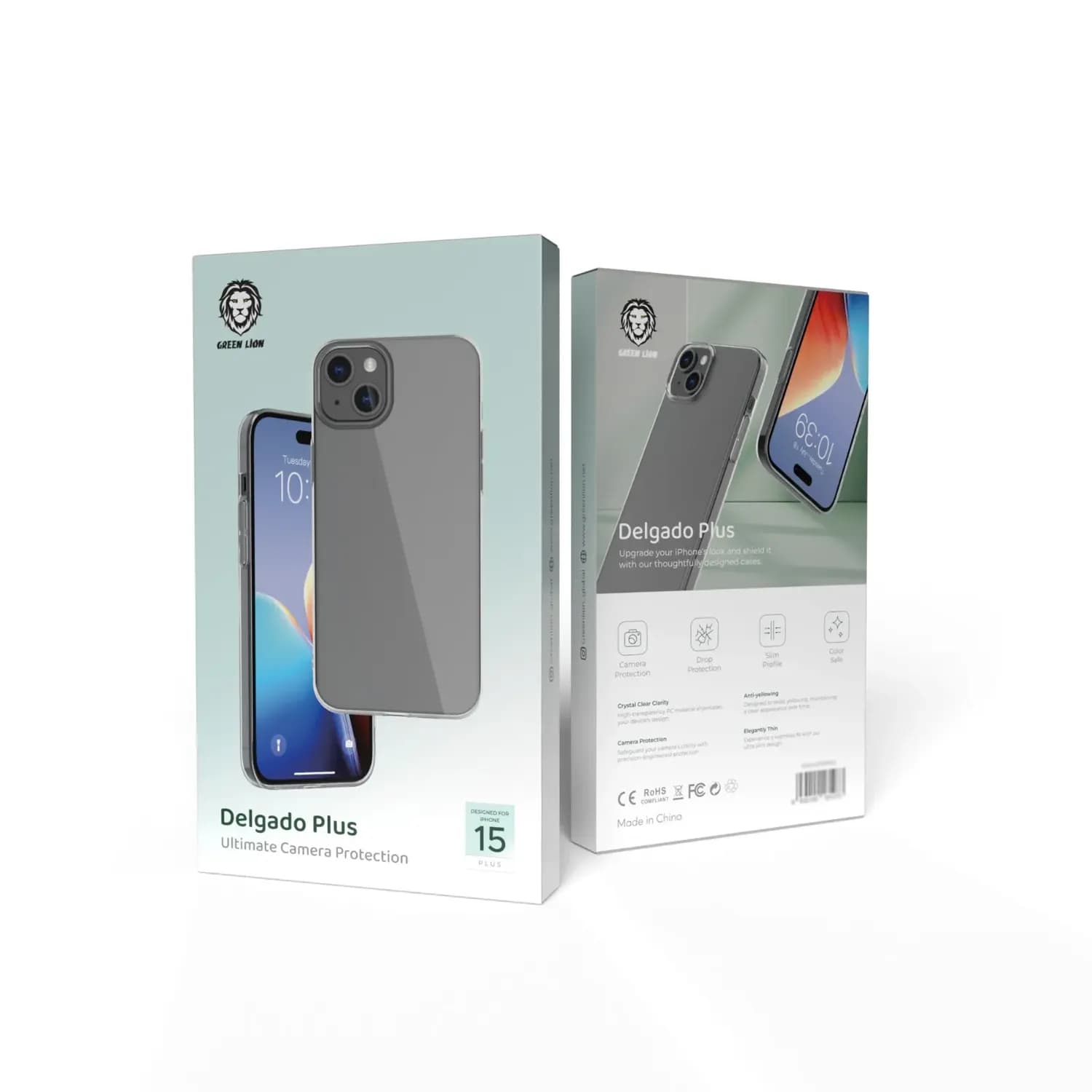 Green Lion Case for iPhone 15 Plus - Military-Grade Drop Protection, Clear Green Lion Case for iPhone 15 Plus - Military-Grade Drop Protection, Clear