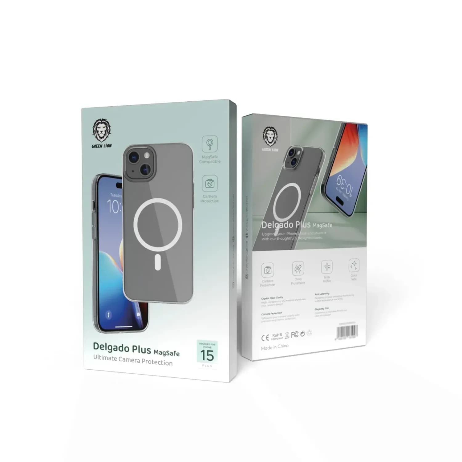 Green Lion Magfit Delgado Case for iPhone 15 Plus - Camera & Drop Protection, Clear 2